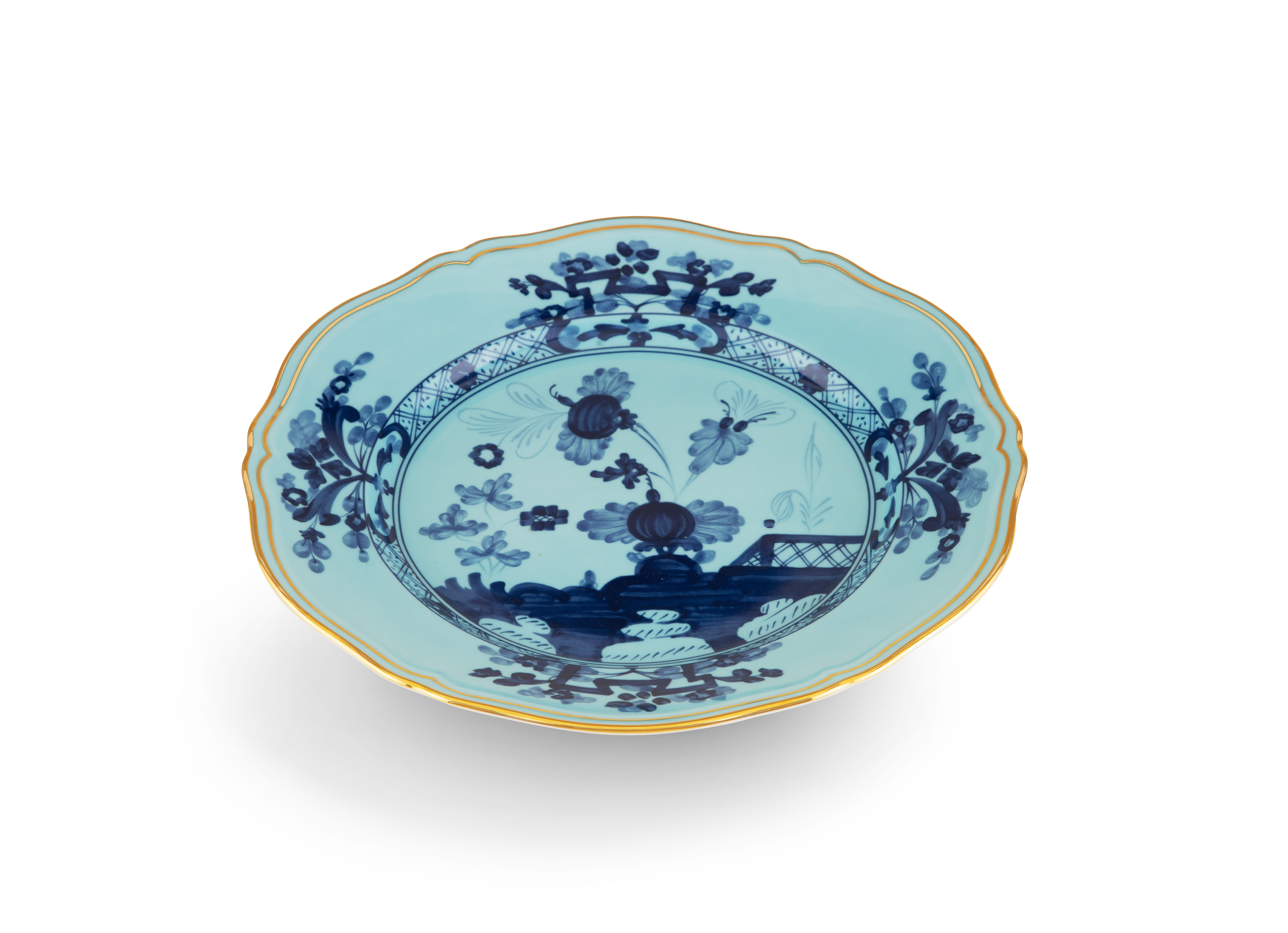 Iris blue flat plate in porcelain | GINORI 1735