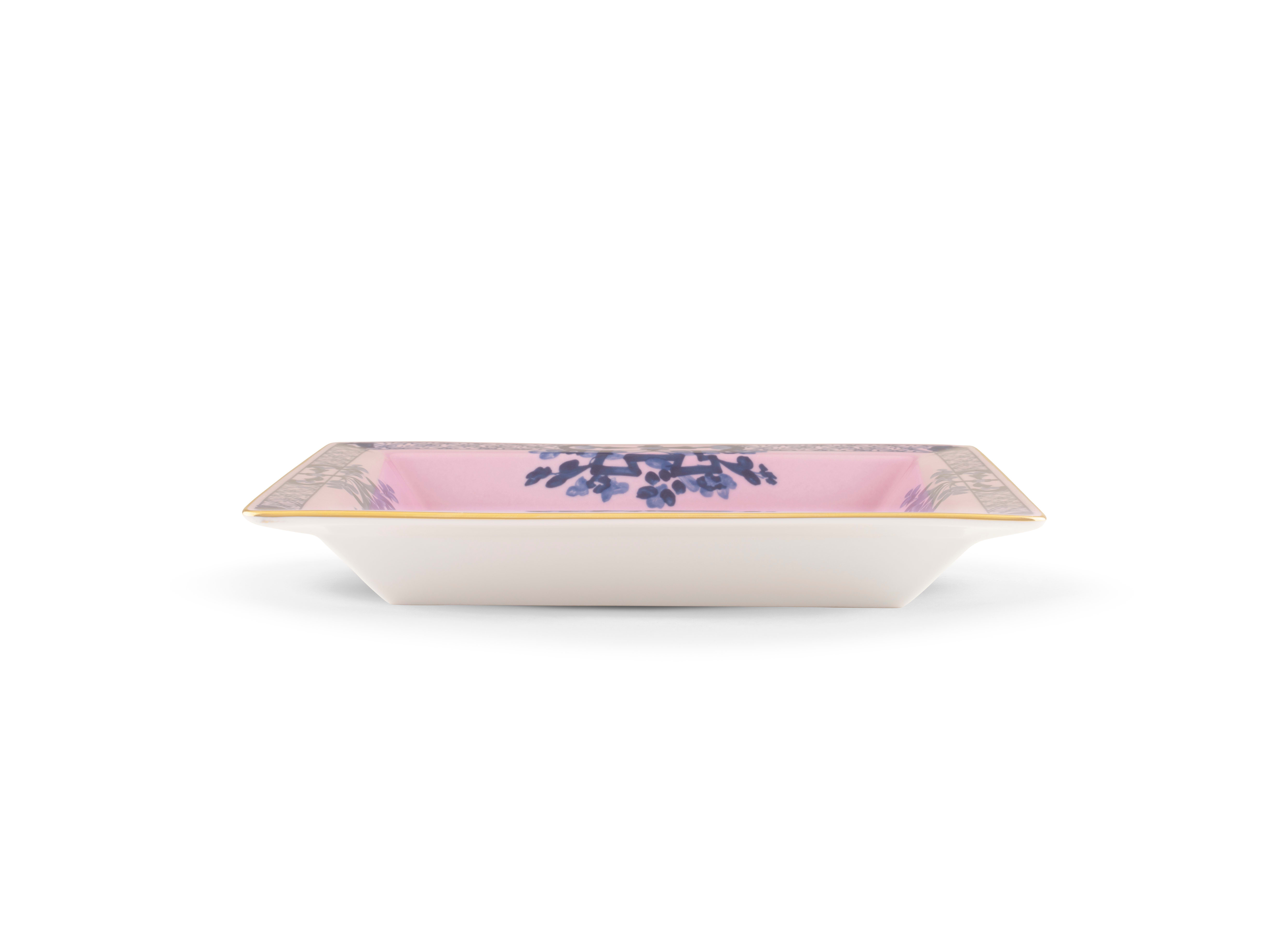 Large pink square porcelain vide poche | GINORI 1735