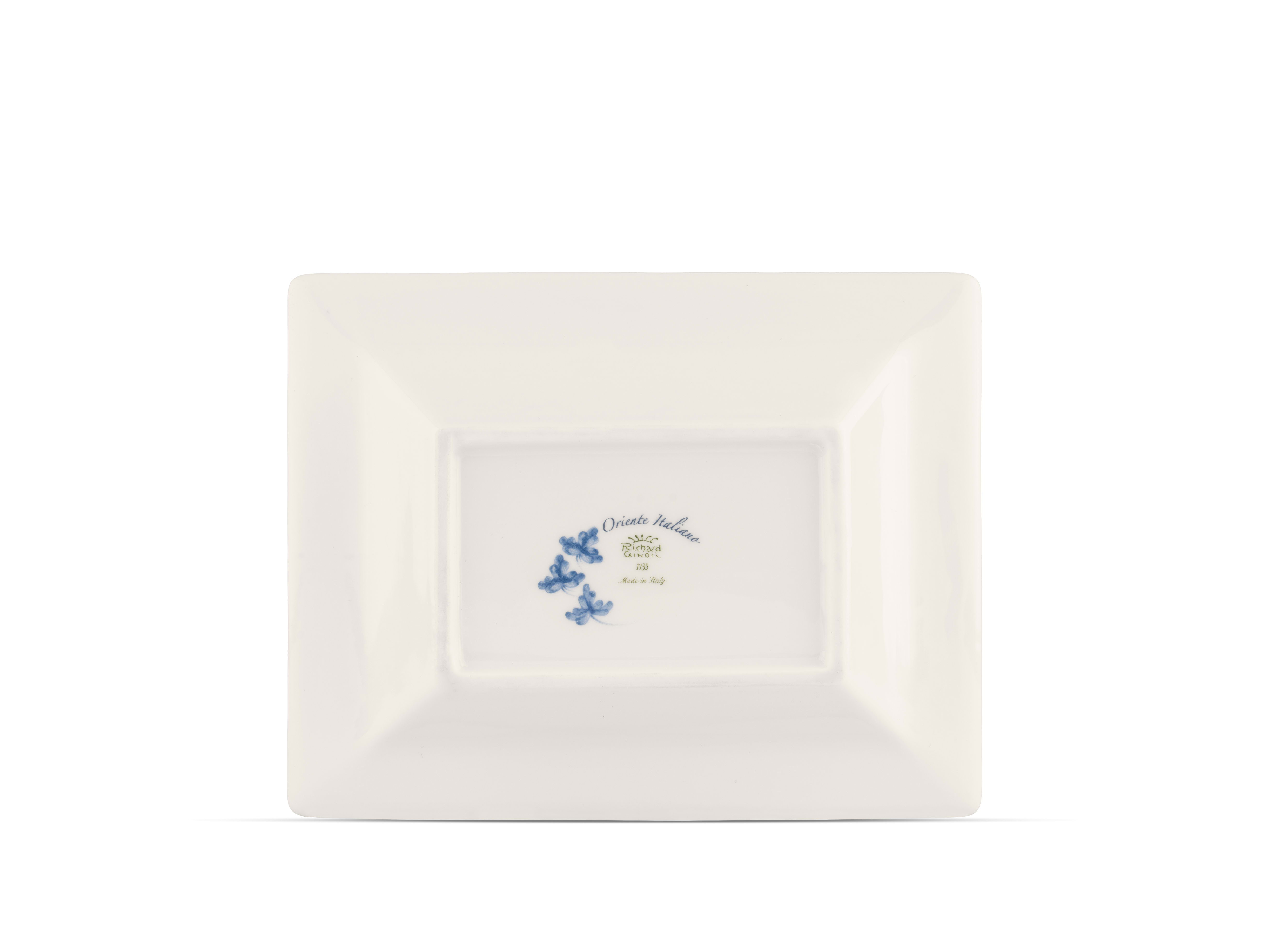 Iris-blue porcelain rectangular change tray | GINORI 1735