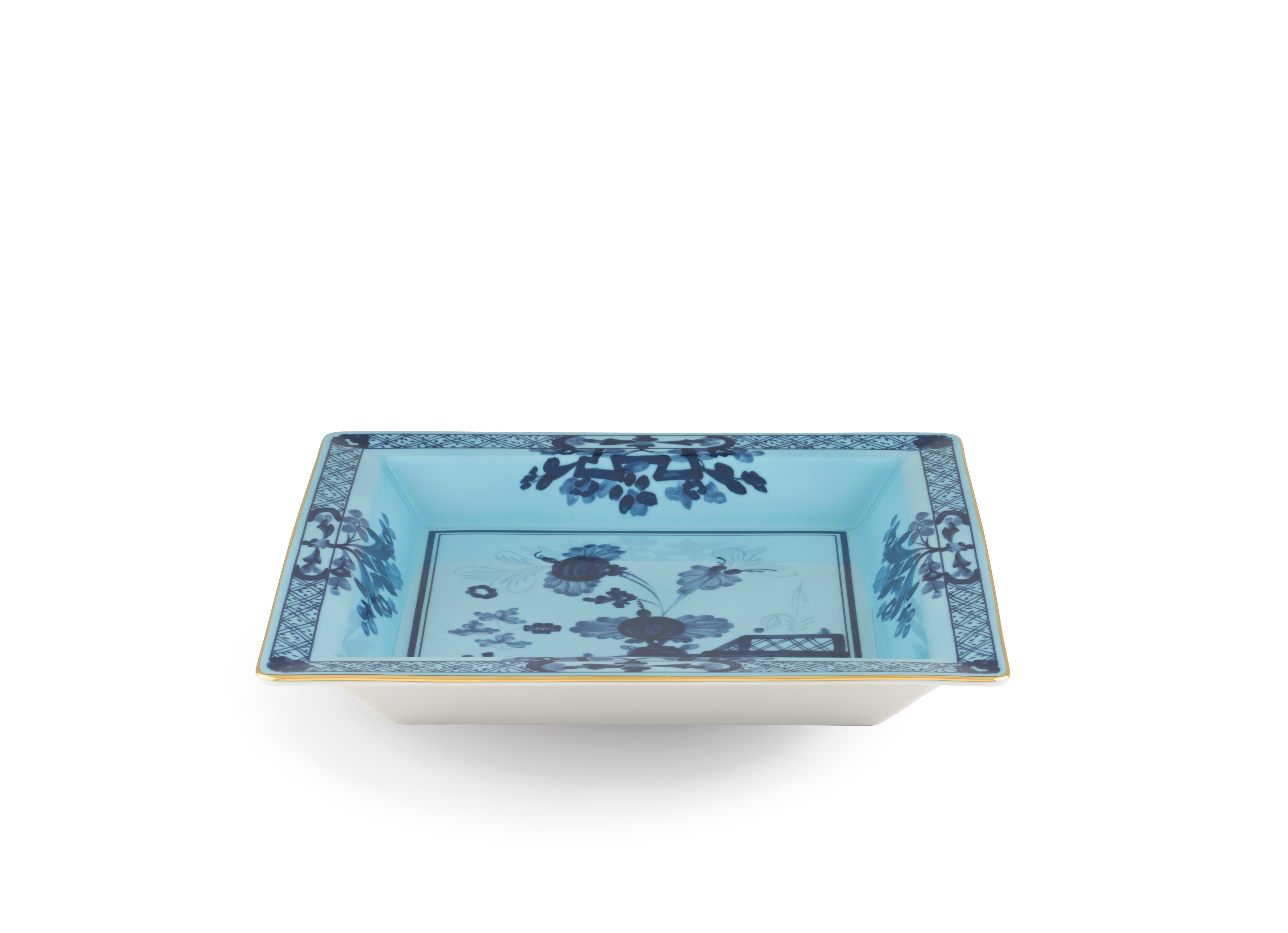 Large light-blue square porcelain vide poche | GINORI 1735