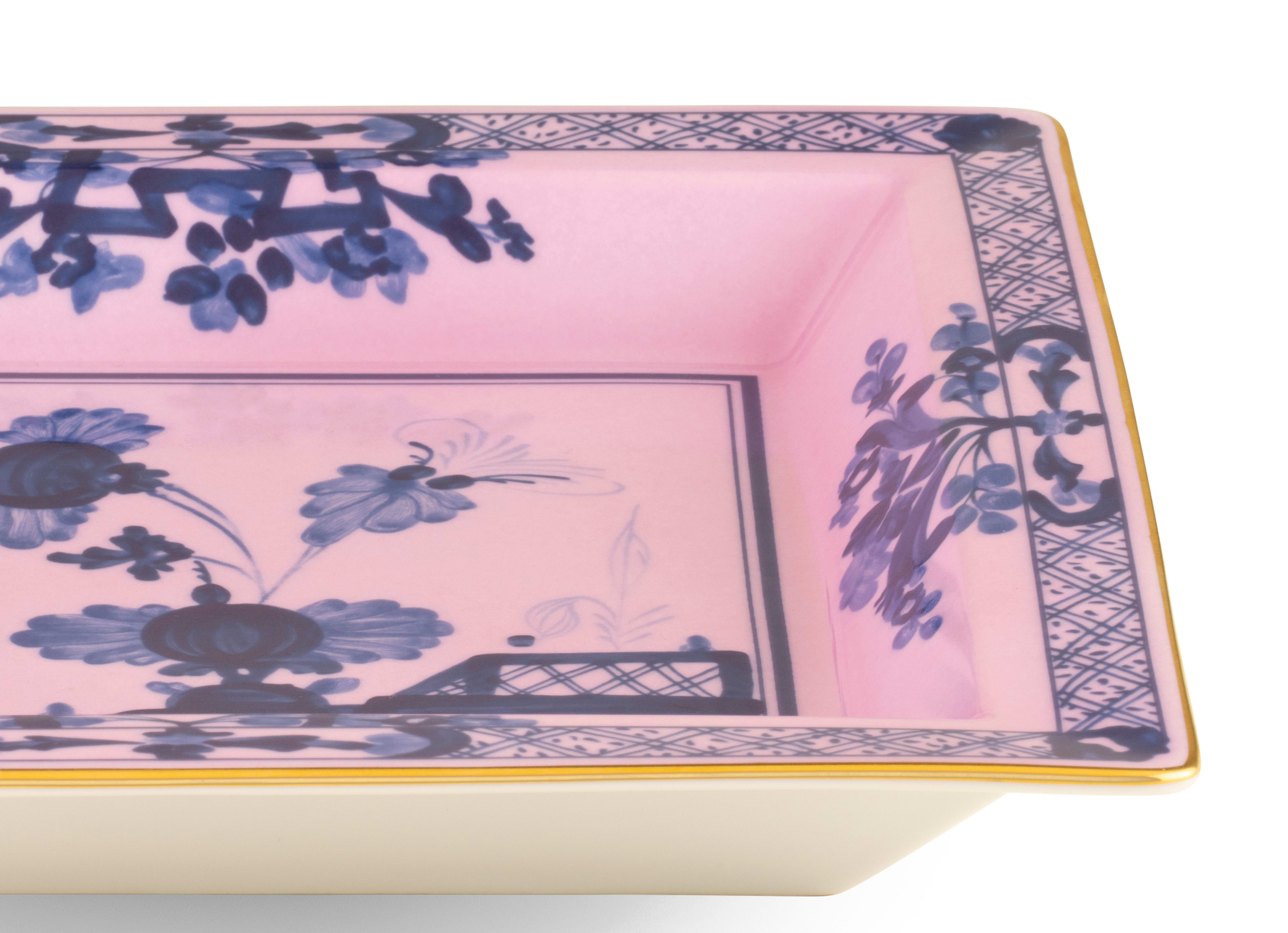 Large pink square porcelain vide poche | GINORI 1735