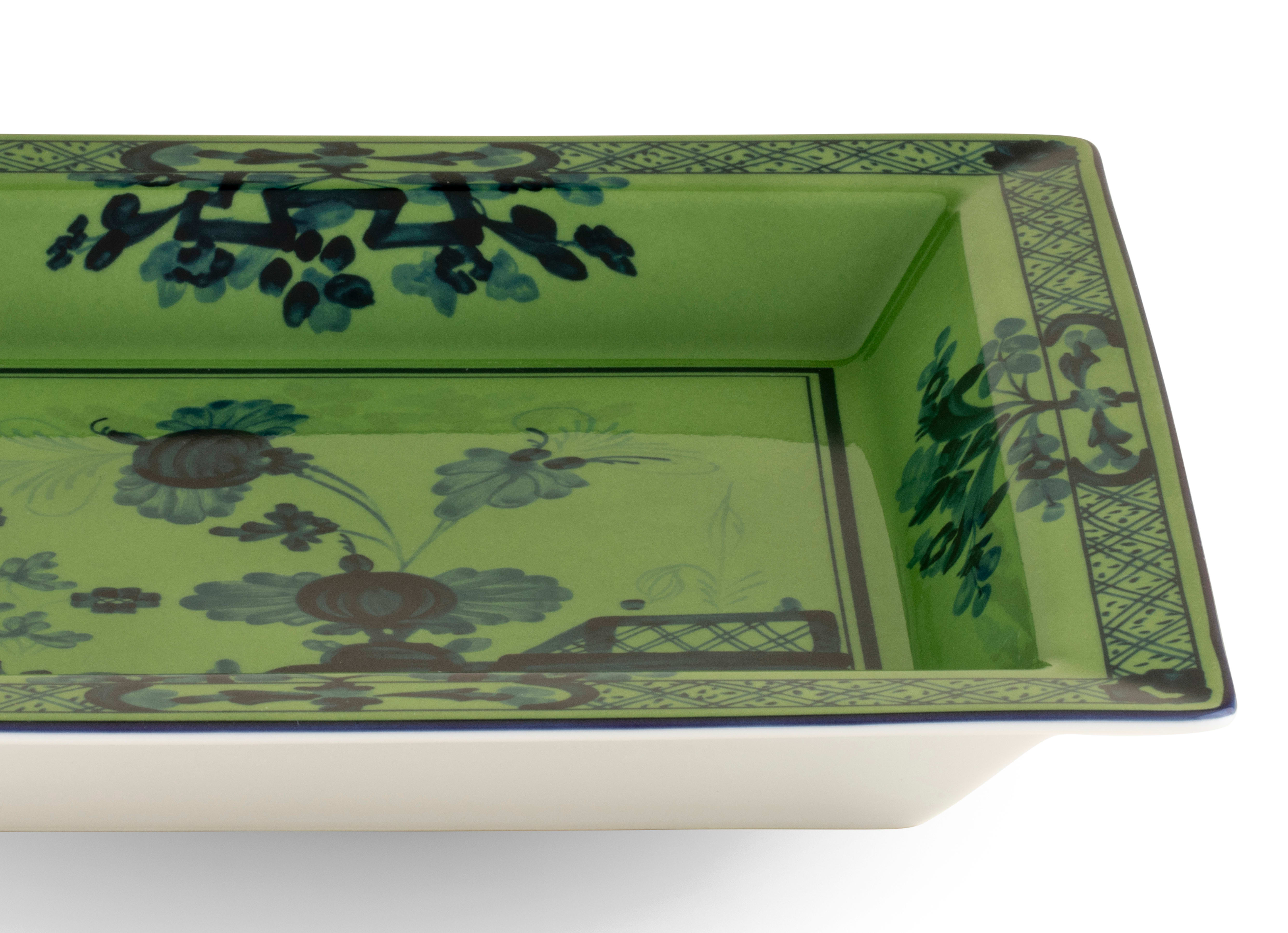 Large green square porcelain vide poche | GINORI 1735