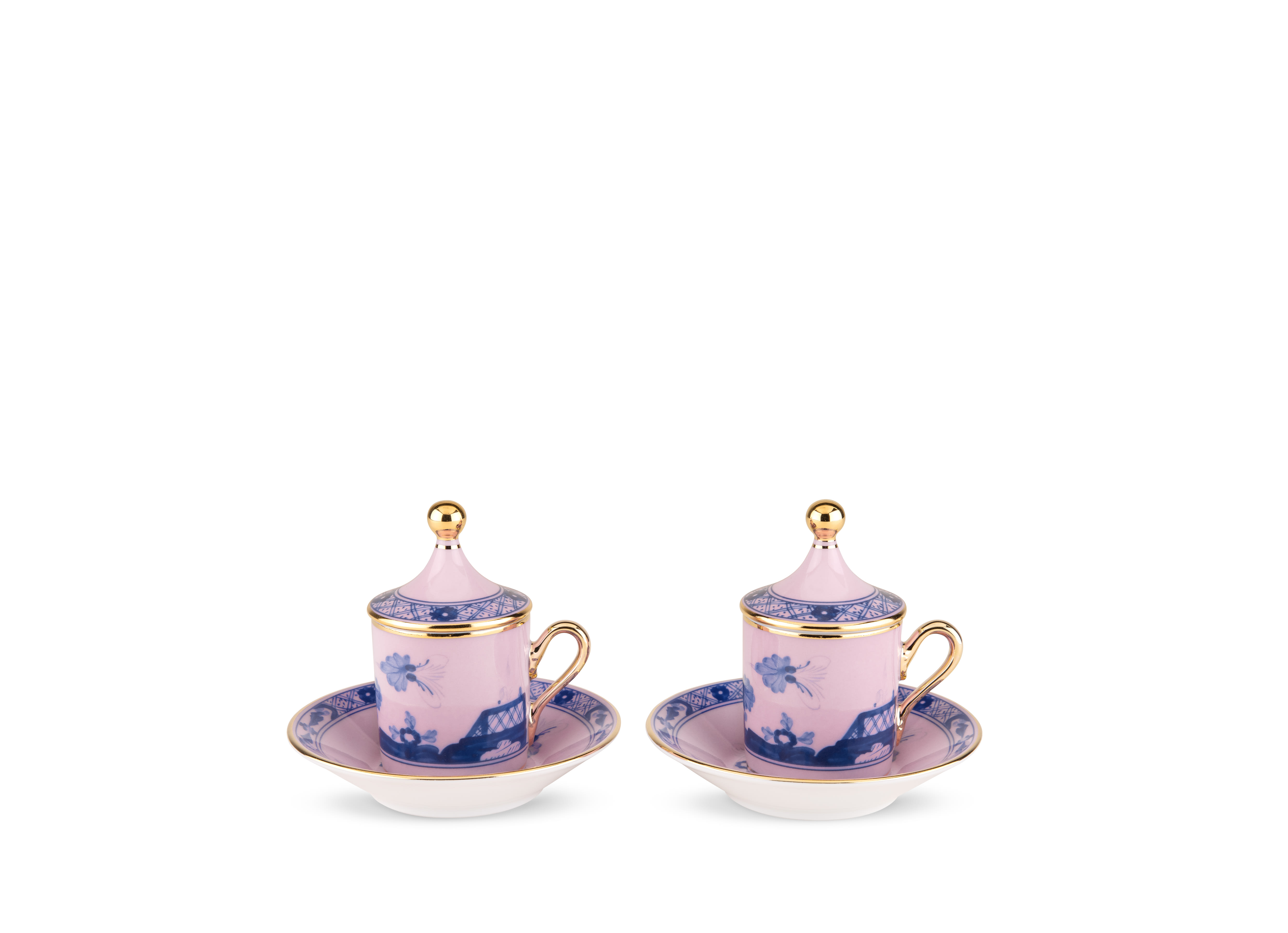 Azalea-pink porcelain coffee set for two | GINORI 1735