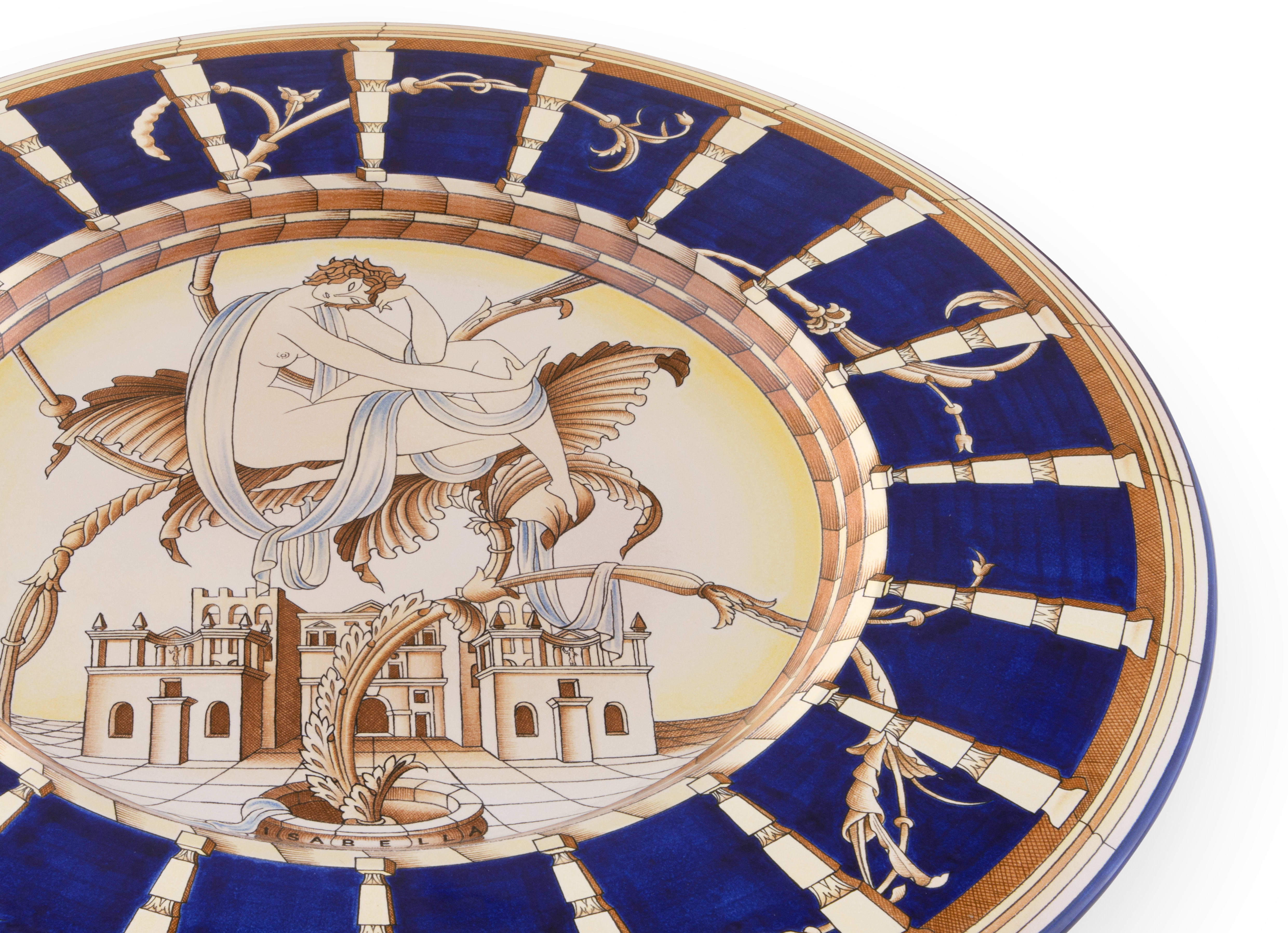 神の微笑 池依俊 作品　陶板　蓋付き　アンティーク　証明あり　馬 池依 依 Isabella Le Mie Donne Plate - Blue | Gio Ponti | GINORI 1735
