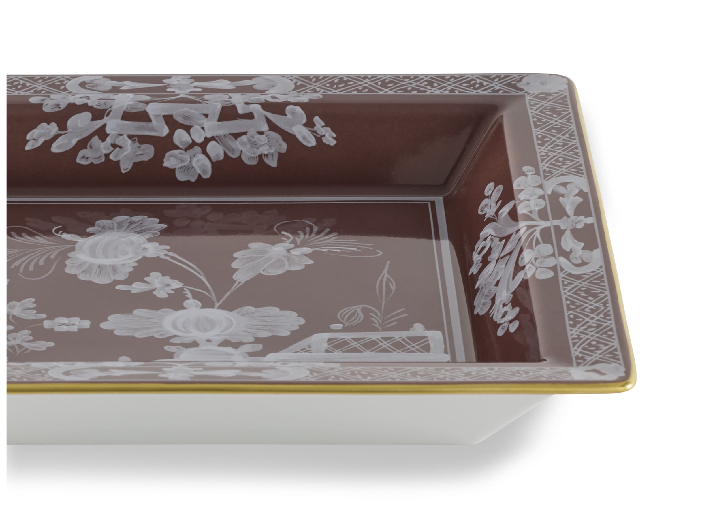 Large square change tray brown Castagna | Oriente Italiano