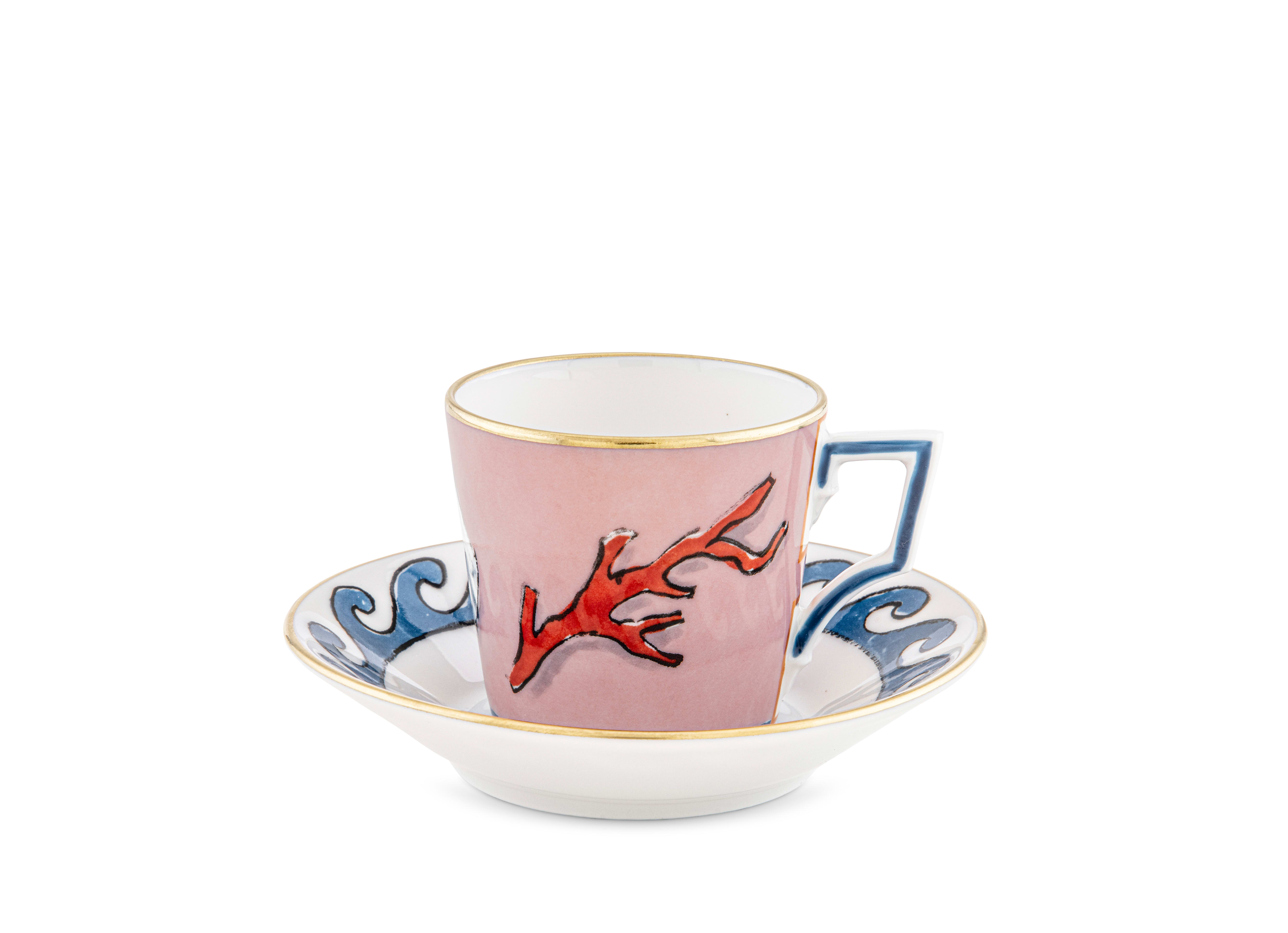 Pink porcelain espresso set for two | GINORI 1735