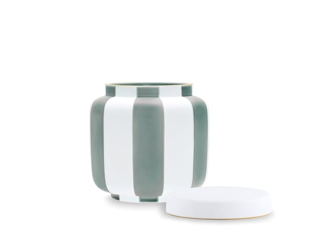 VASE WITH LID STRIPES CELADON Officina Ultra-3