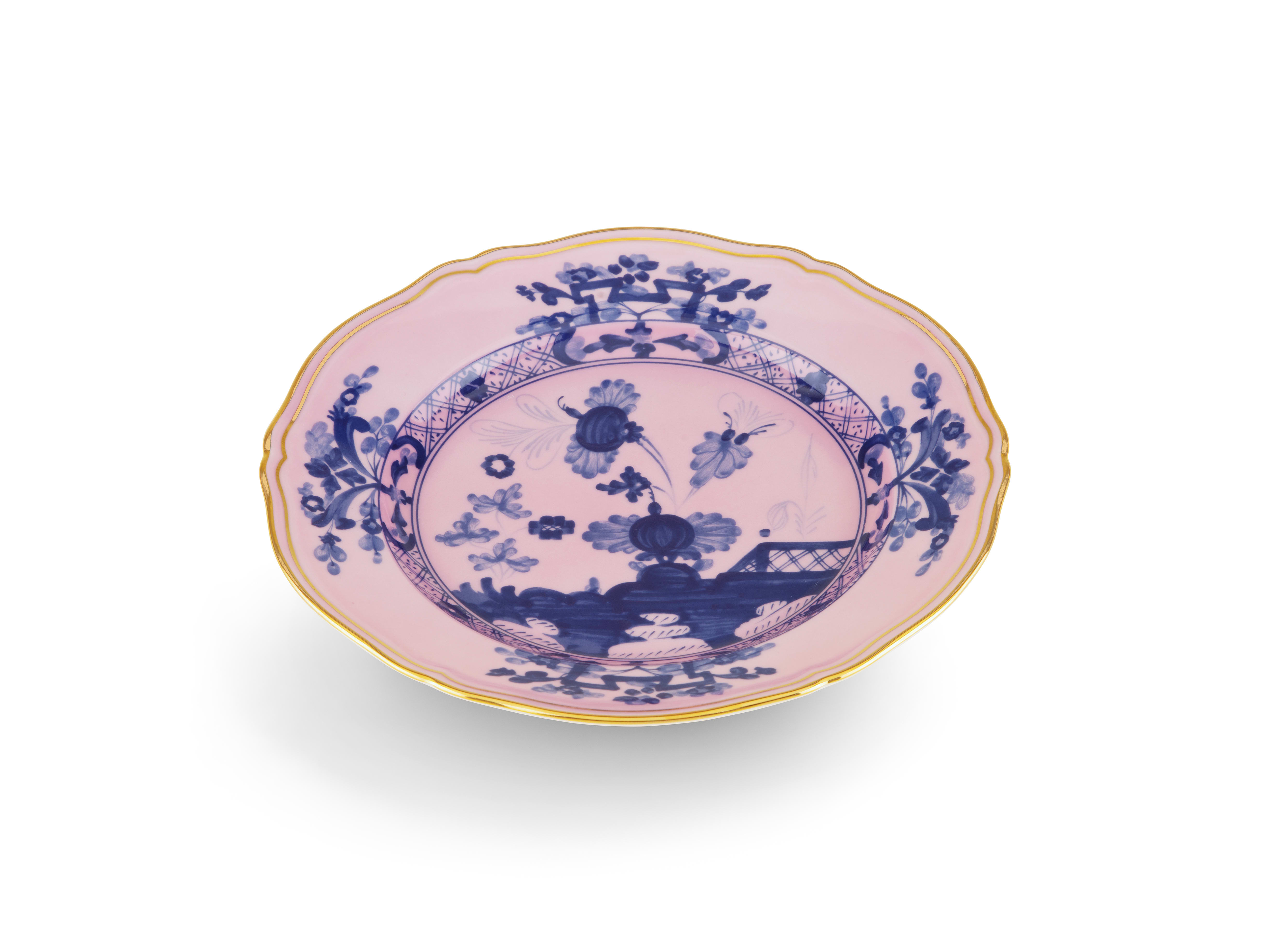 Azalea pink dessert plate in porcelain | GINORI 1735
