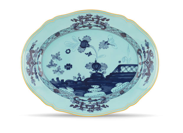 Iris-blue porcelain large oval platter | Ginori1735 | GINORI 1735