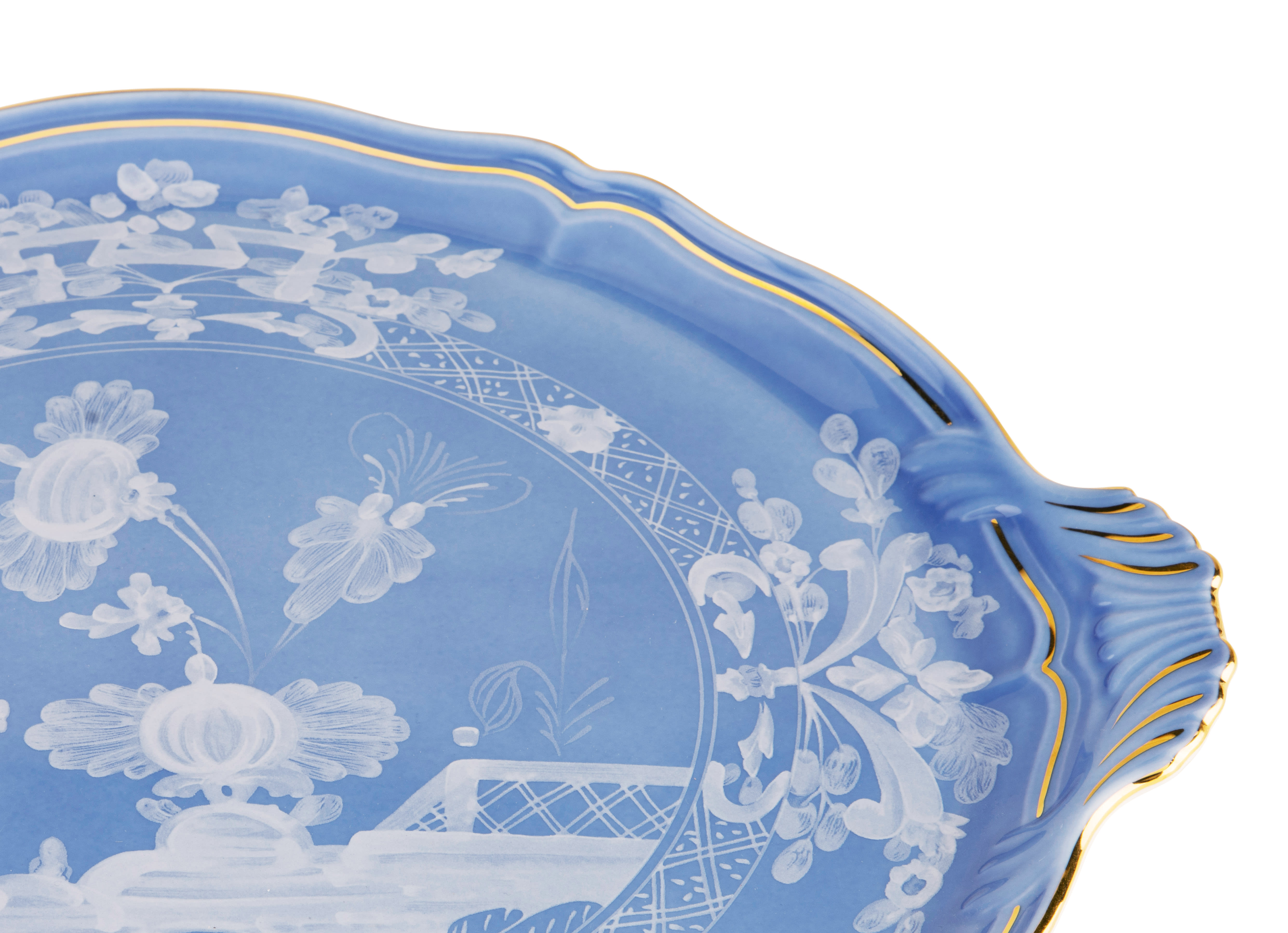 Periwinkle-blue porcelain cake plate | GINORI 1735