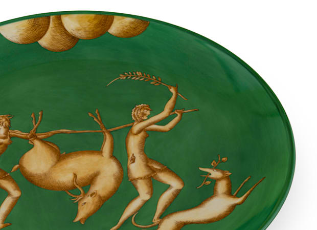 ASSIETTE DÉCORATIVE LA VENATORIA TRASPORTO DEL DAINO- VERTArte di Gio Ponti-3