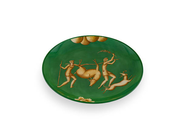 ASSIETTE DÉCORATIVE LA VENATORIA TRASPORTO DEL DAINO- VERTArte di Gio Ponti-2