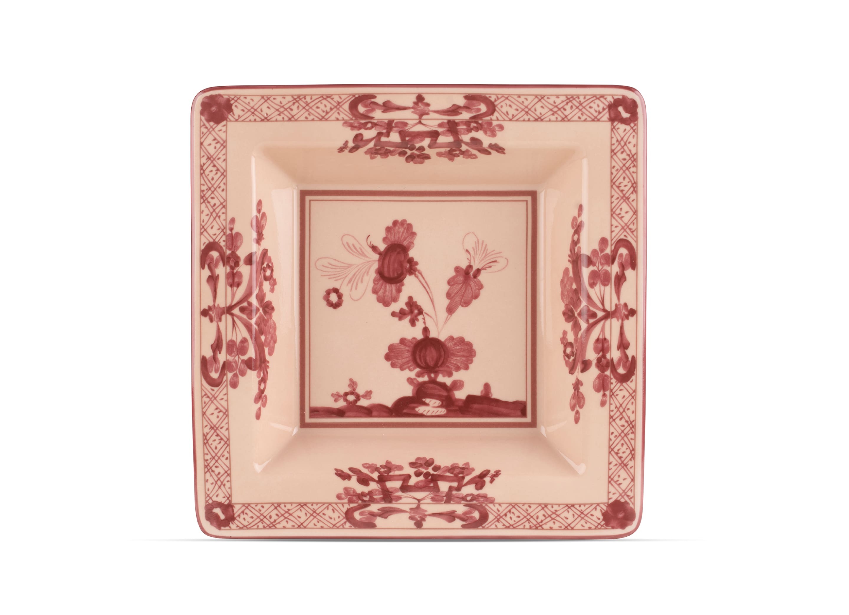 Vermilion-pink square porcelain vide poche | GINORI 1735