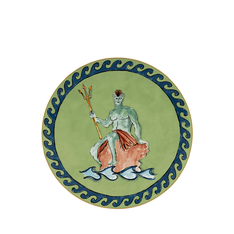 Il viaggio di Nettuno CENTERPIECE AND CHARGER PLATE MOSS GREEN, USD 260