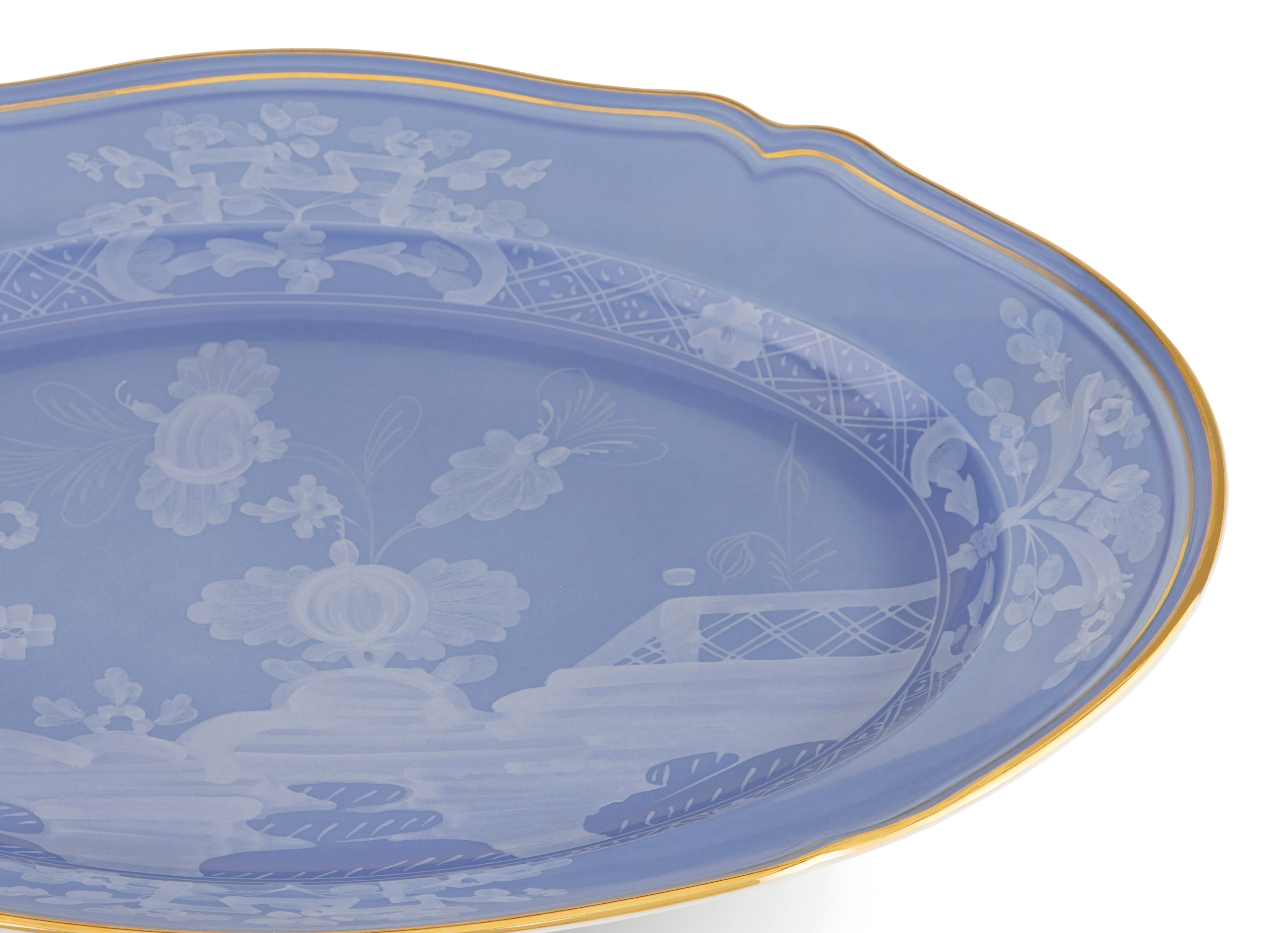 Periwinkle-blue porcelain oval platter | Ginori1735 | GINORI 1735