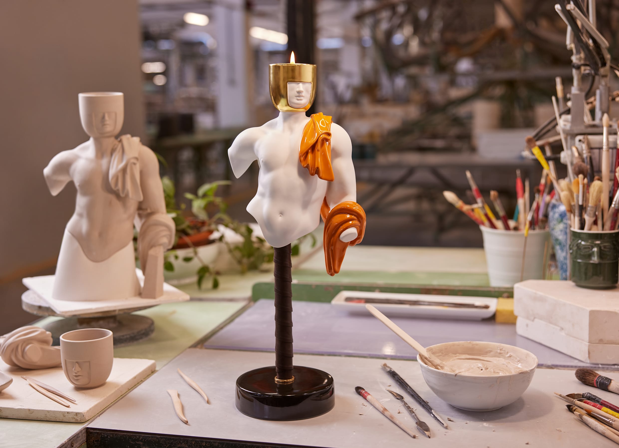 Candleholder Statue L'Amante Pumpkin | GINORI 1735