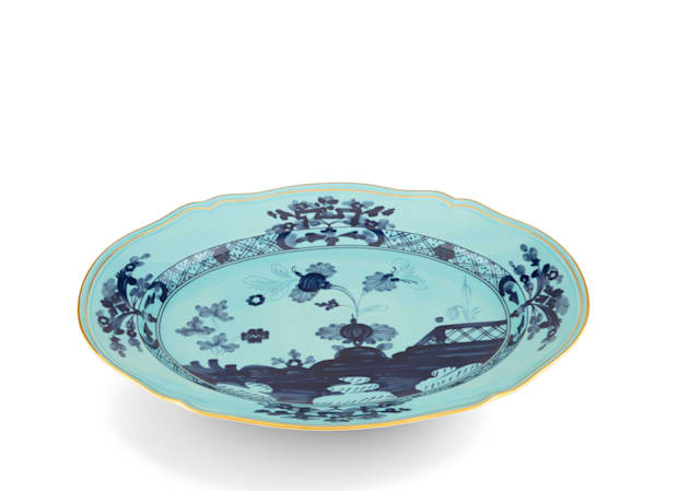 Iris-blue porcelain large oval platter | Ginori1735 | GINORI 1735