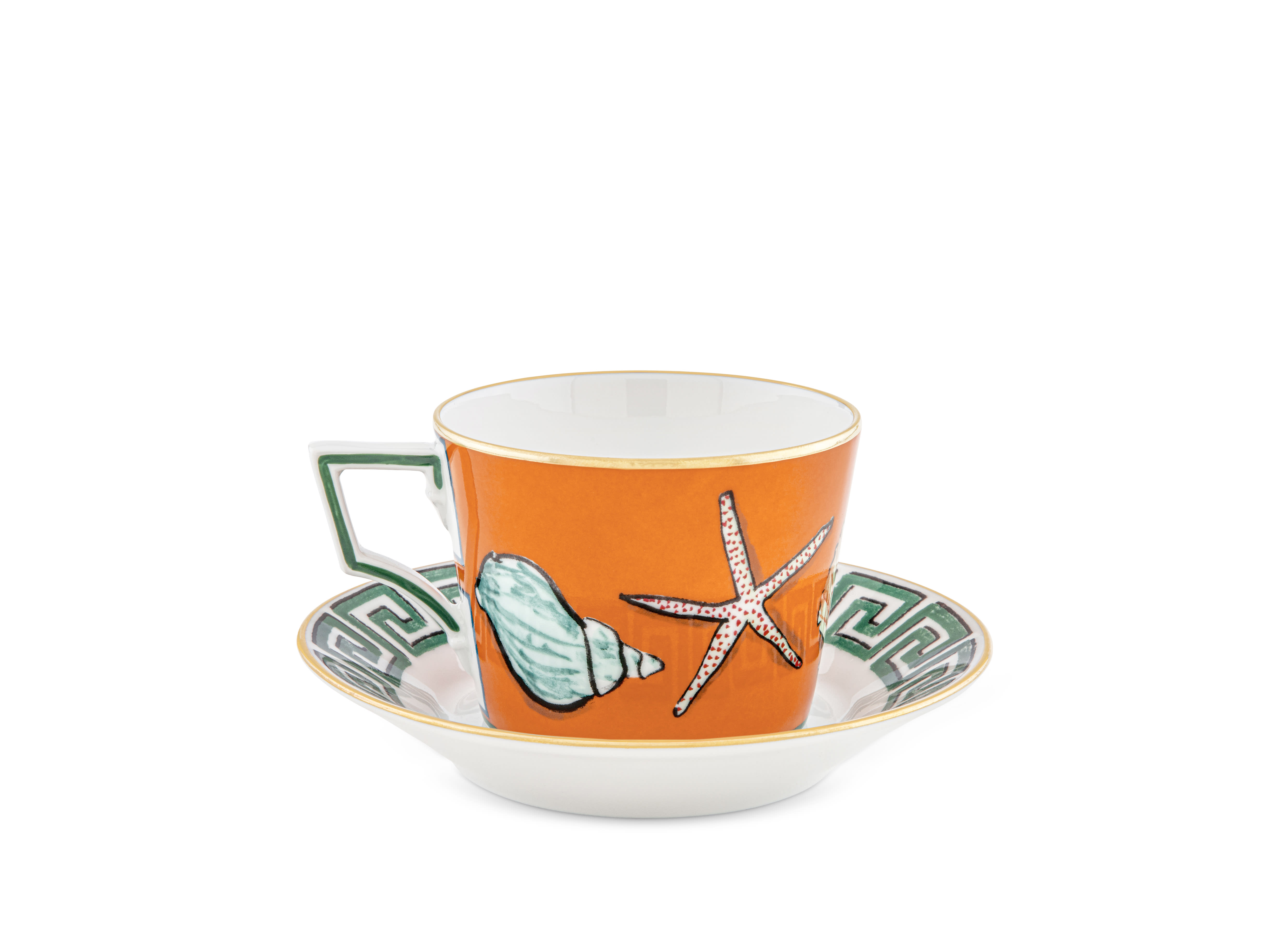 Orange porcelain tea set for two | GINORI 1735