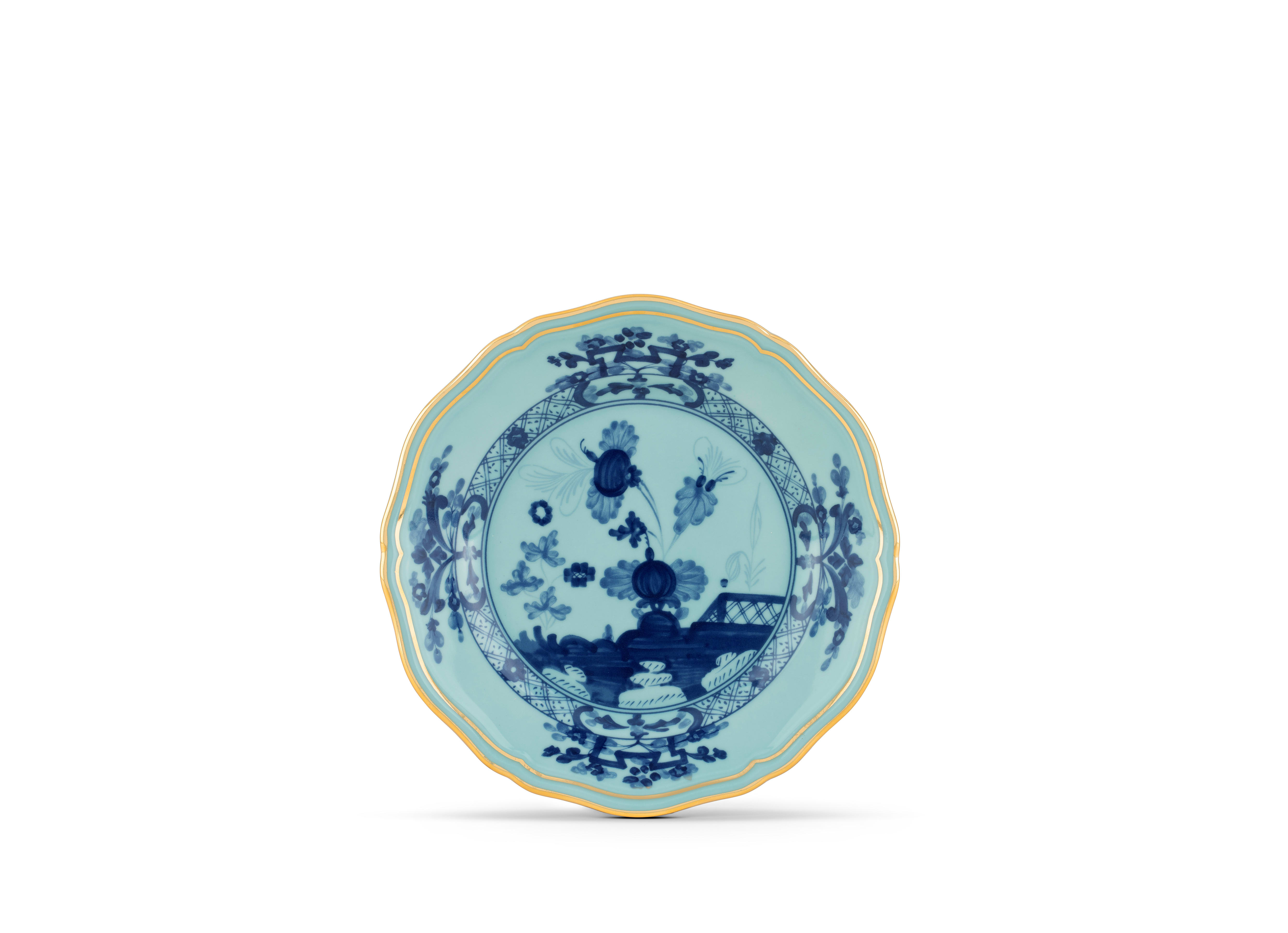 Iris blue bread plates in porcelain | GINORI 1735