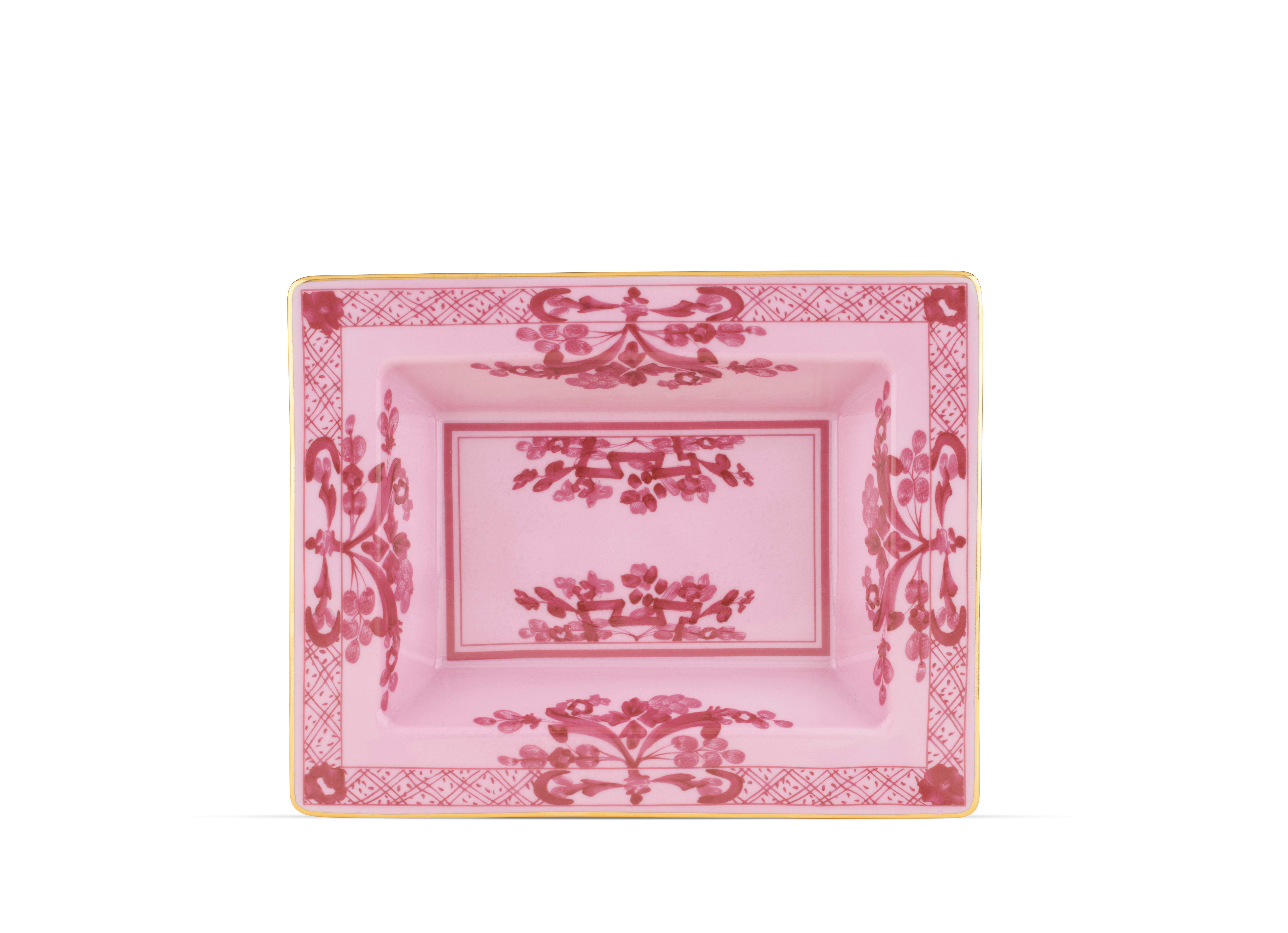 Mauve porcelain rectangular change tray | GINORI 1735