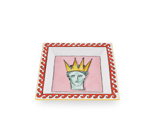 Large square pink change tray in porcelain | GINORI 1735