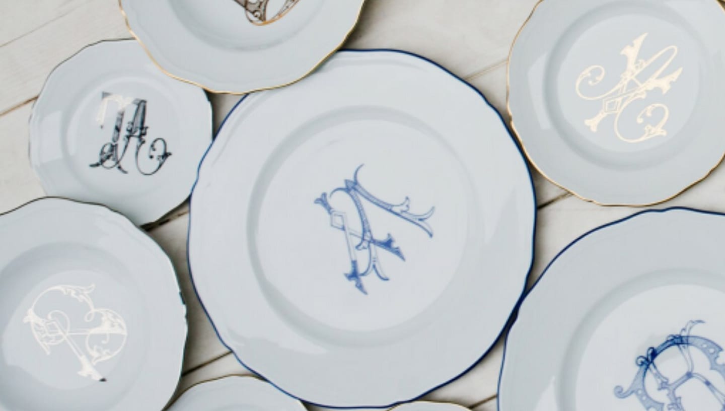 Monogrammed dinnerware cheap