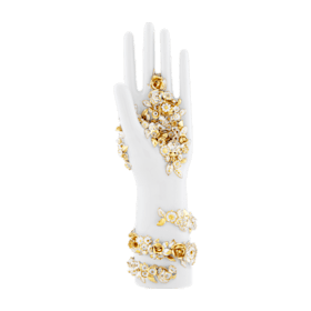 イタリア　Richard Ginori優雅な40cm白磁レリーフ ハンドル付 White Mano Trionfo Italiano - Gold | Gio Ponti | GINORI 1735