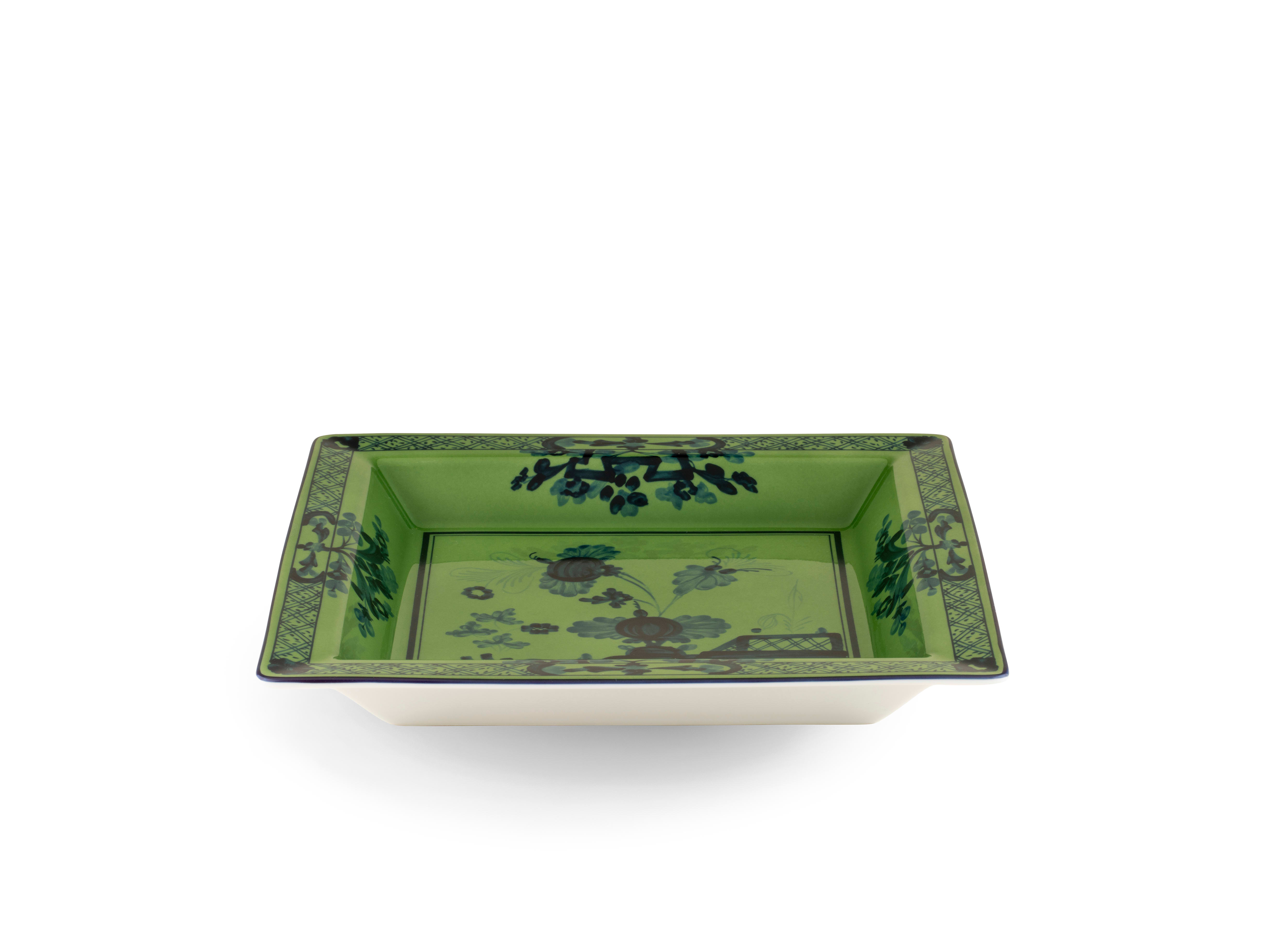 Large green square porcelain vide poche | GINORI 1735