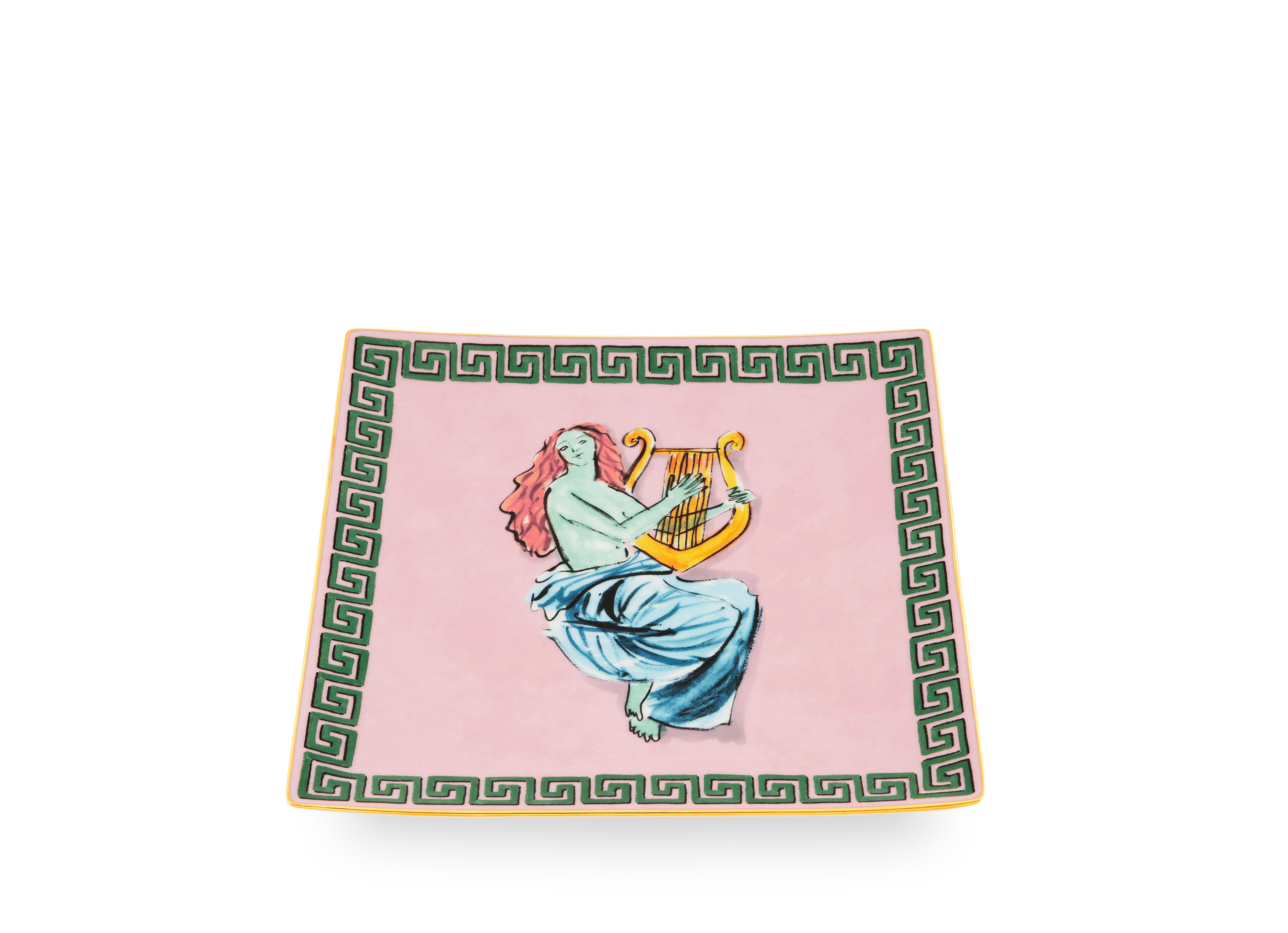 Square pink change tray in porcelain | GINORI 1735