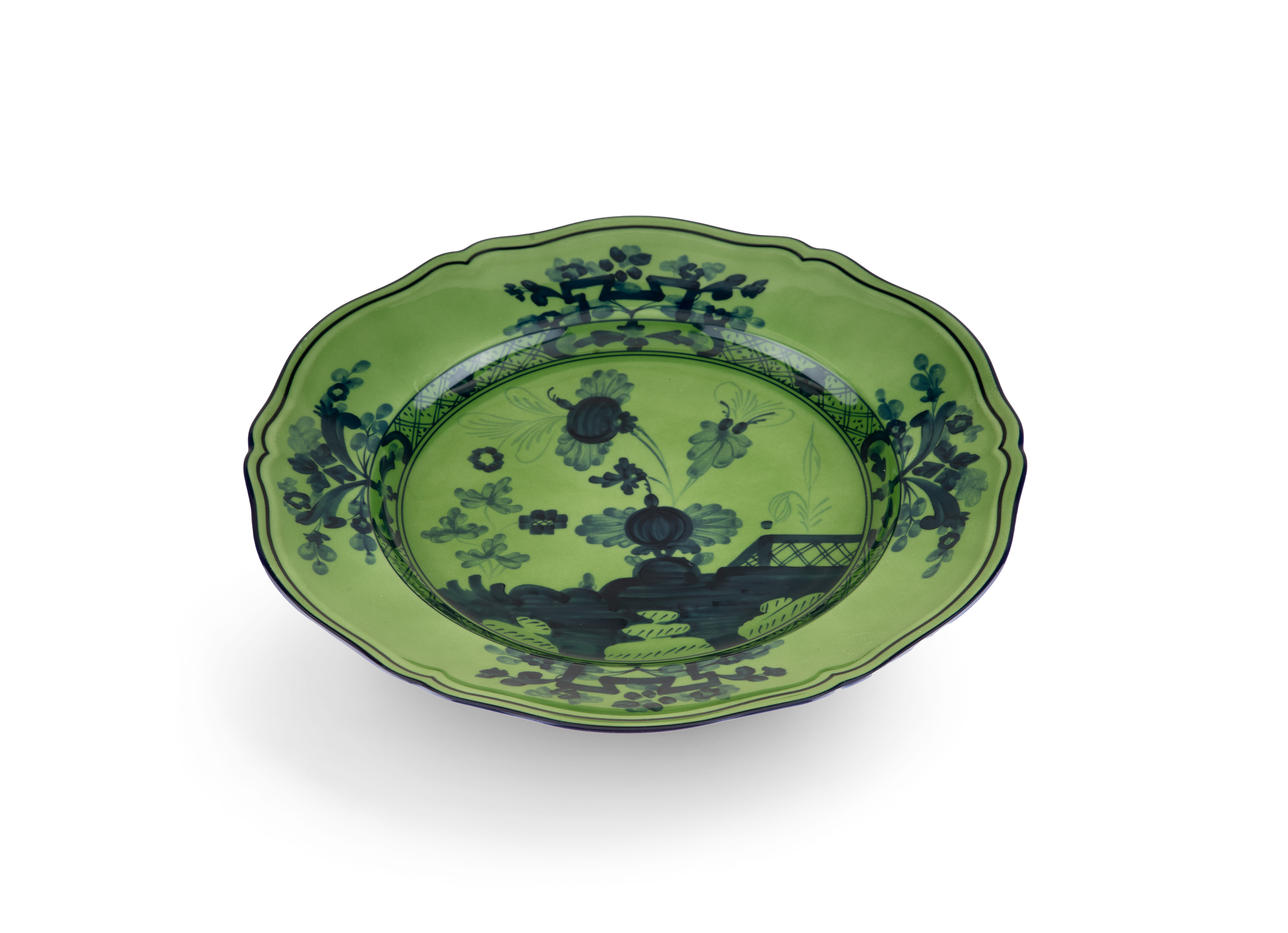 Malachite green flat plate in porcelain | GINORI 1735