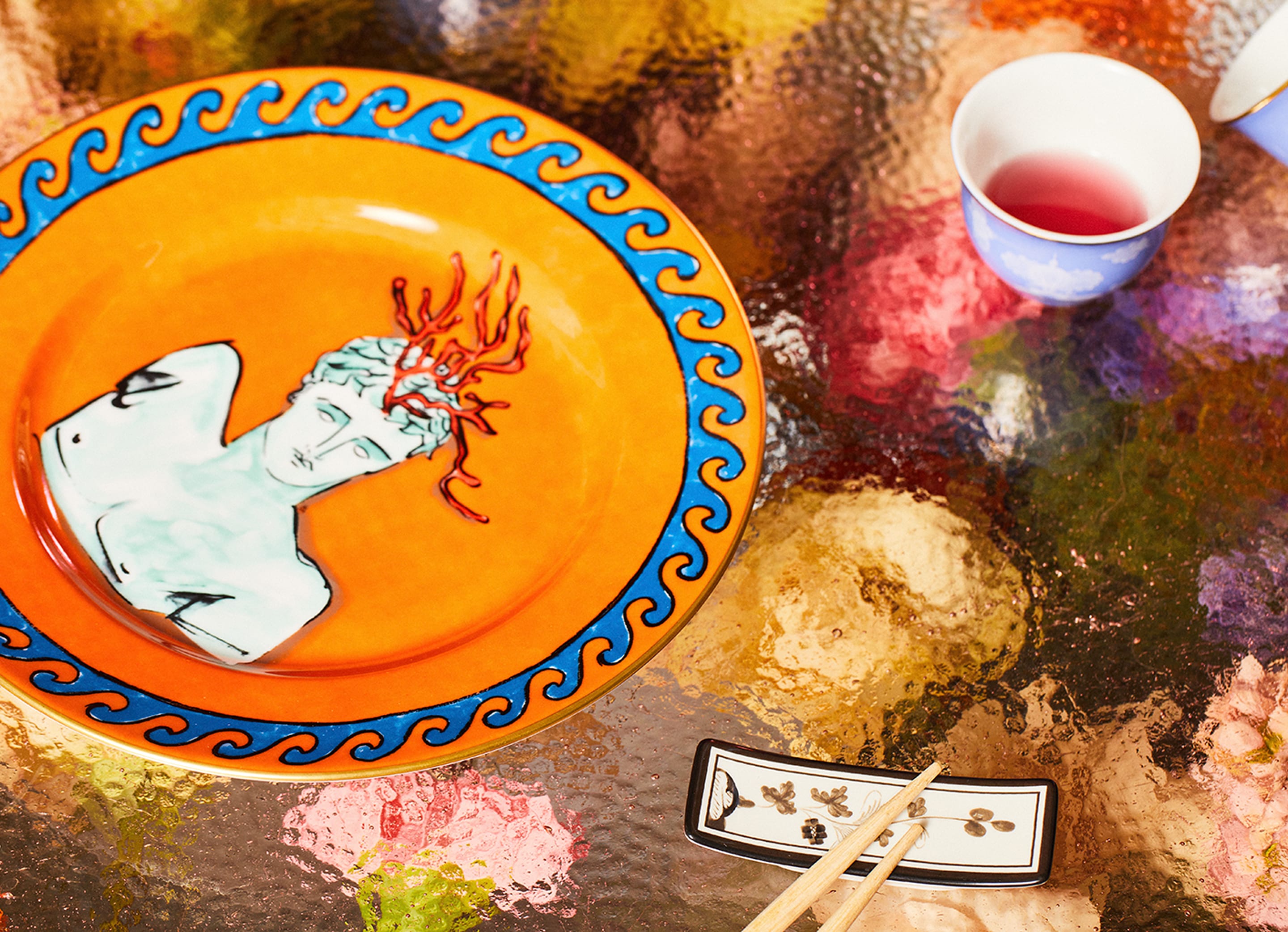 Orange dessert plates in porcelain GINORI 1735