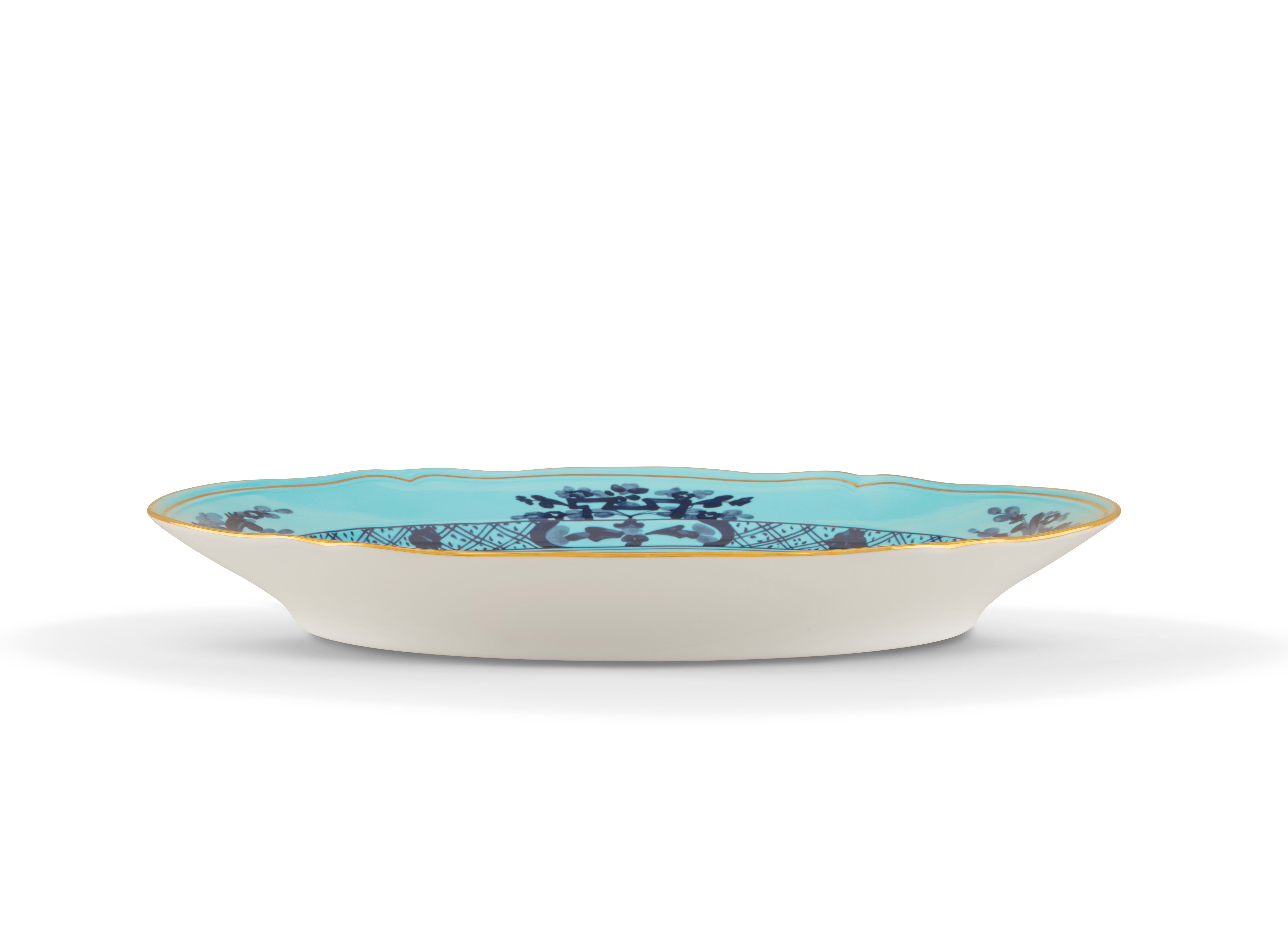 Iris-blue porcelain large oval platter | Ginori1735 | GINORI 1735