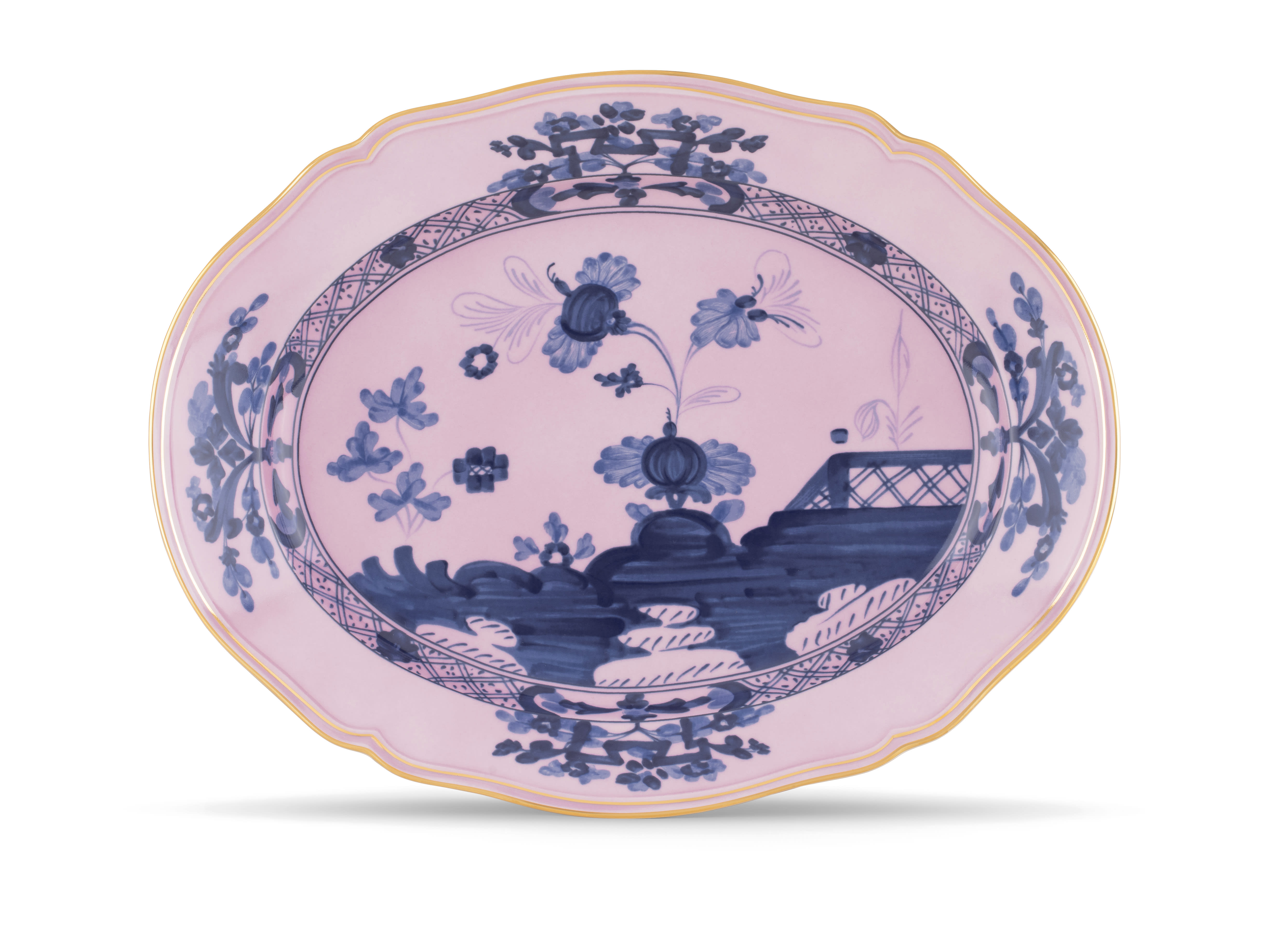 Azalea-pink porcelain large oval platter | Ginori1735 | GINORI 1735
