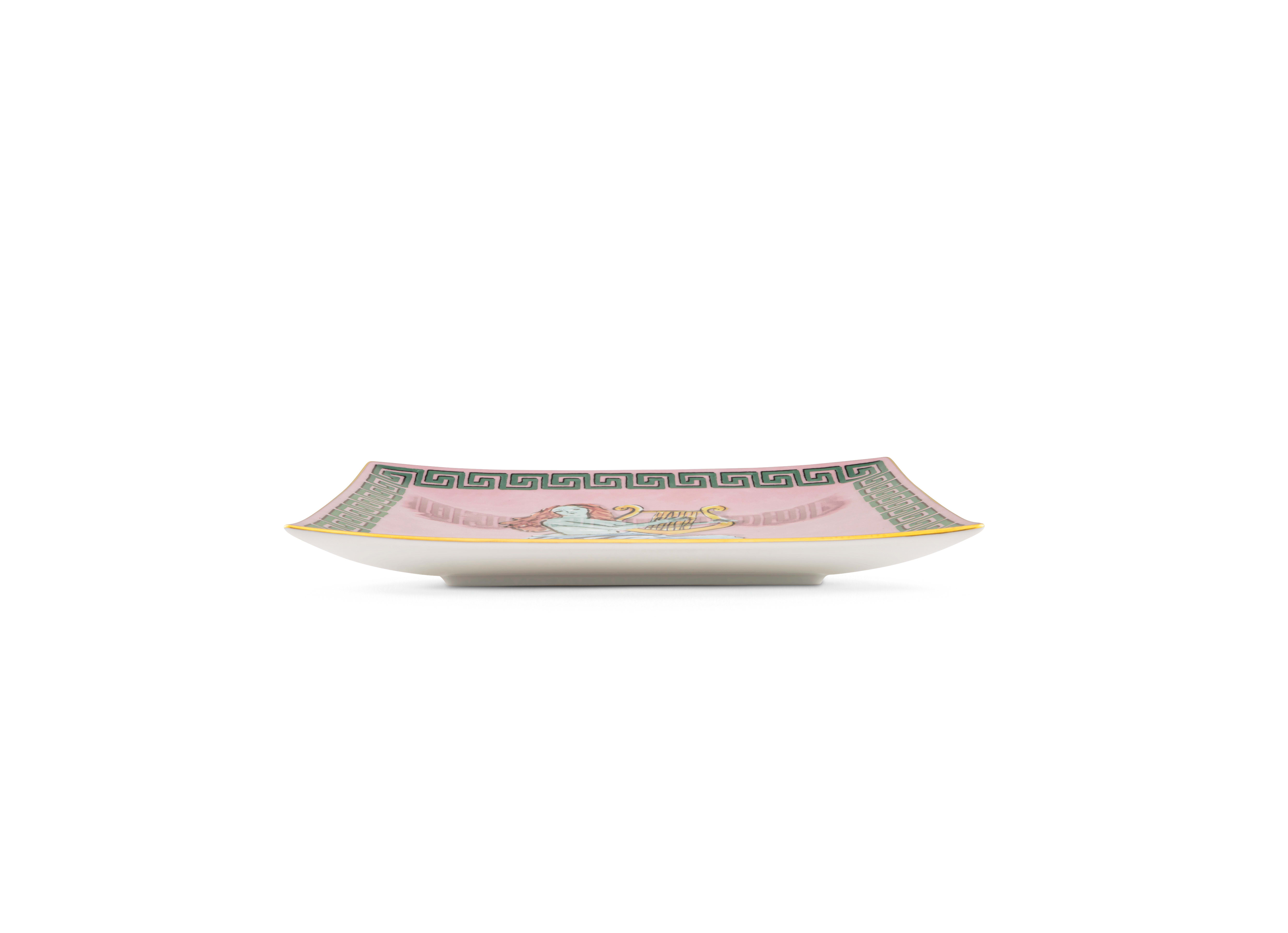 Square pink change tray in porcelain | GINORI 1735