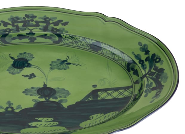 Malachite-green porcelain large oval platter | Ginori1735