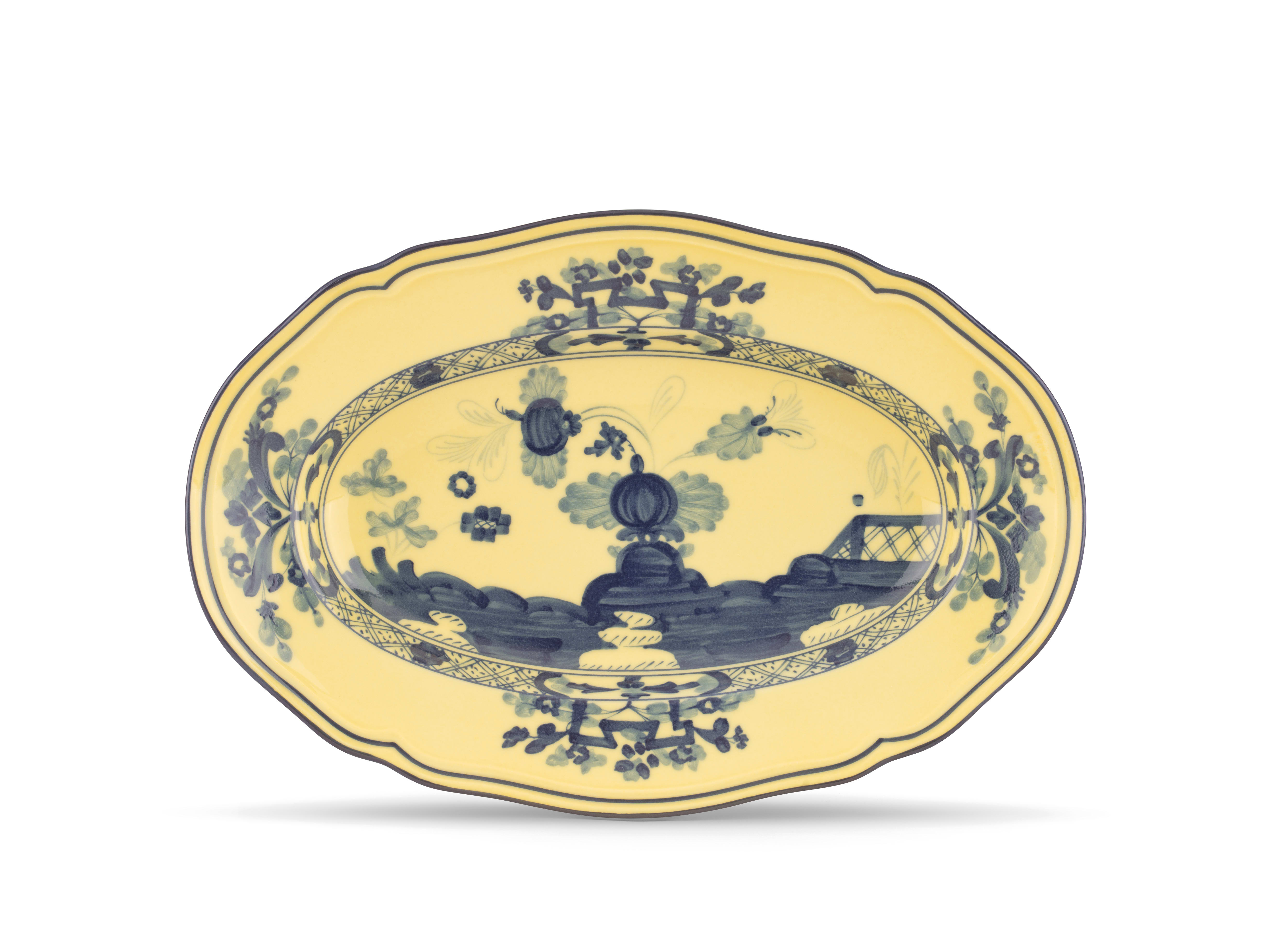 Citrine yellow flat plate in porcelain | GINORI 1735