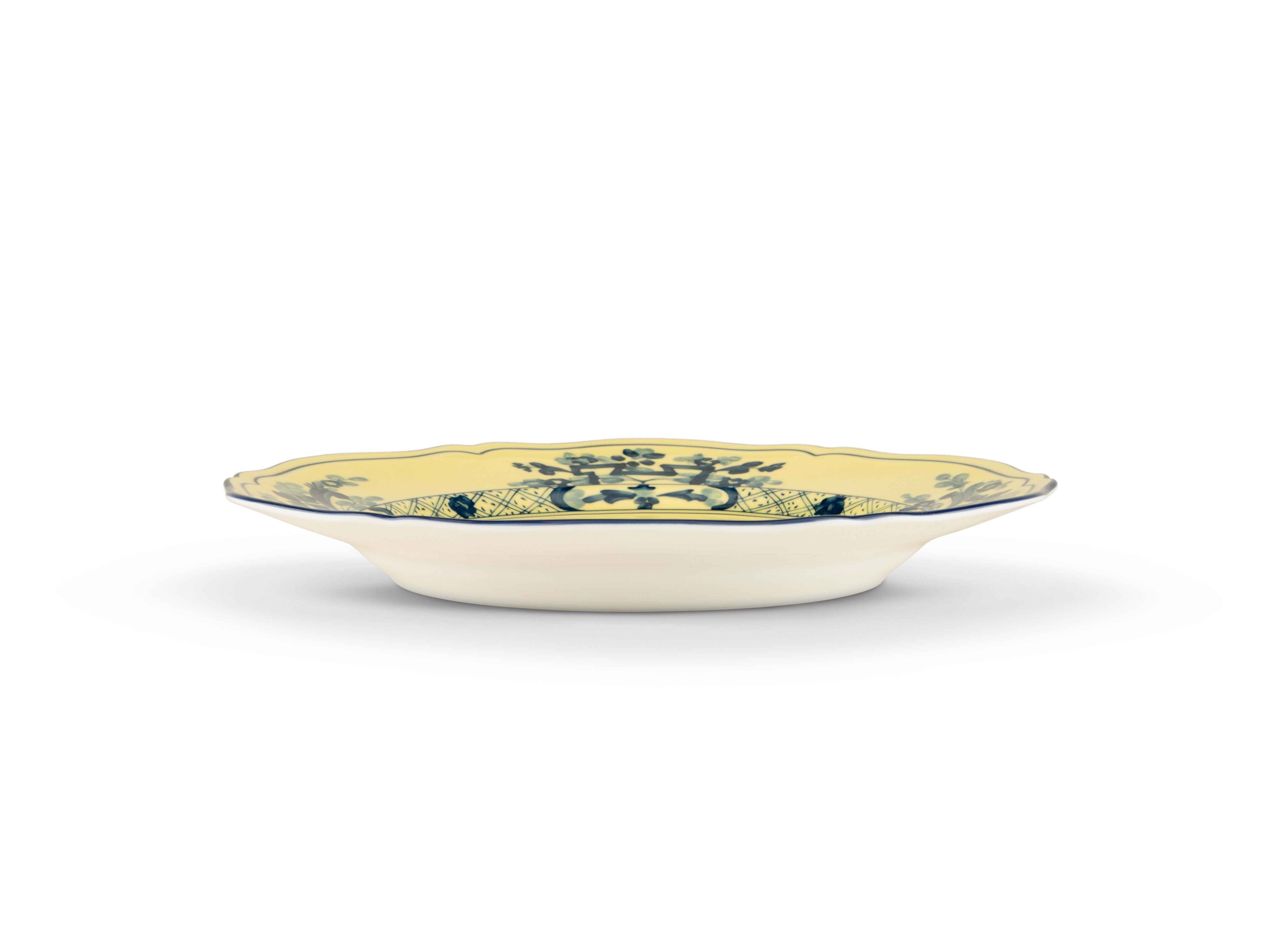 Citrine yellow flat plate in porcelain | GINORI 1735