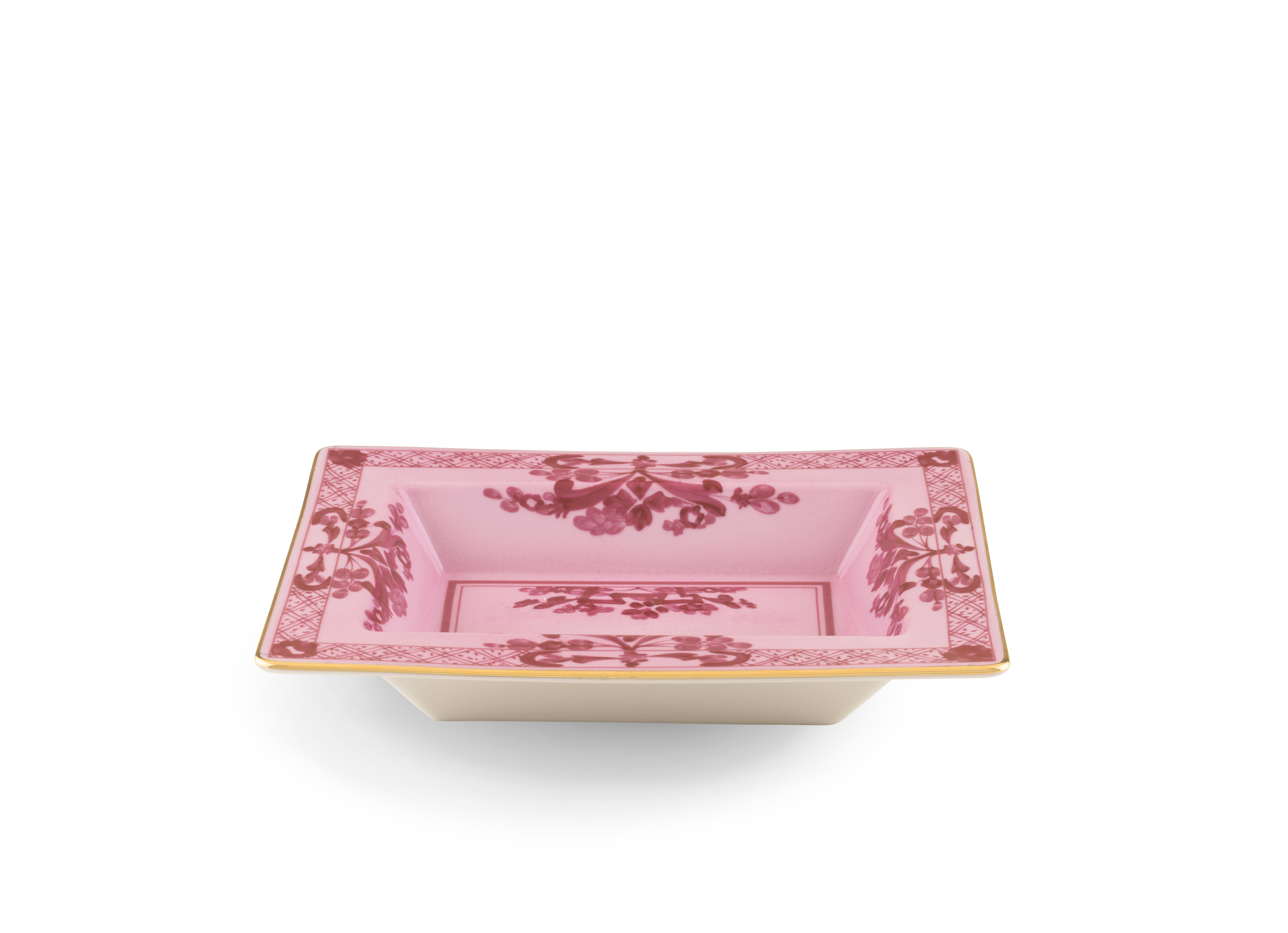 Mauve porcelain rectangular change tray | GINORI 1735