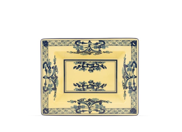 Citrine-yellow porcelain rectangular change tray | GINORI 1735