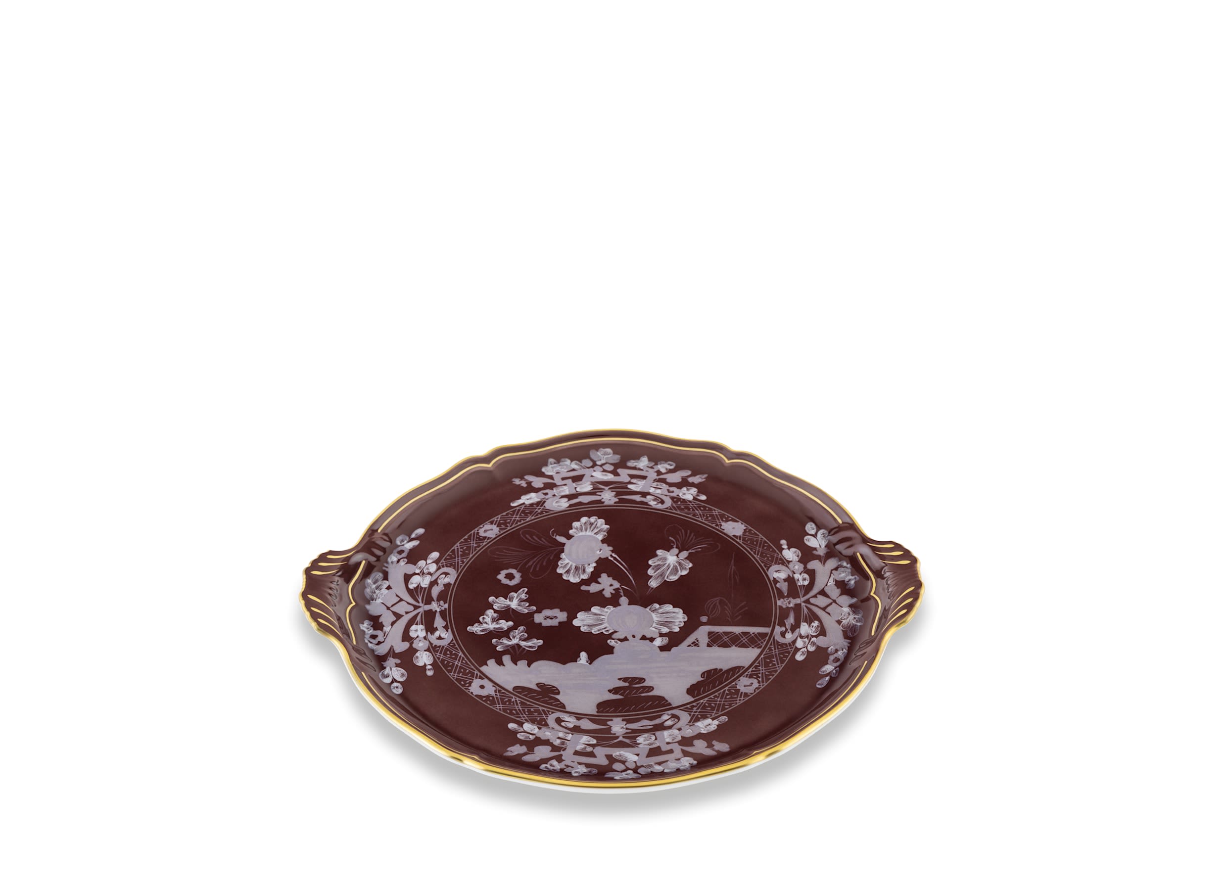 ここあ　ソーサー&デザートプレート Castagna-brown porcelain cake plate | GINORI 1735