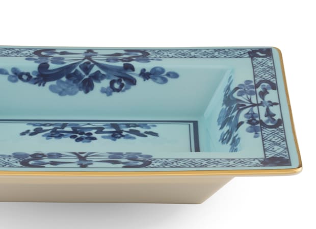 Iris-blue porcelain rectangular change tray | GINORI 1735