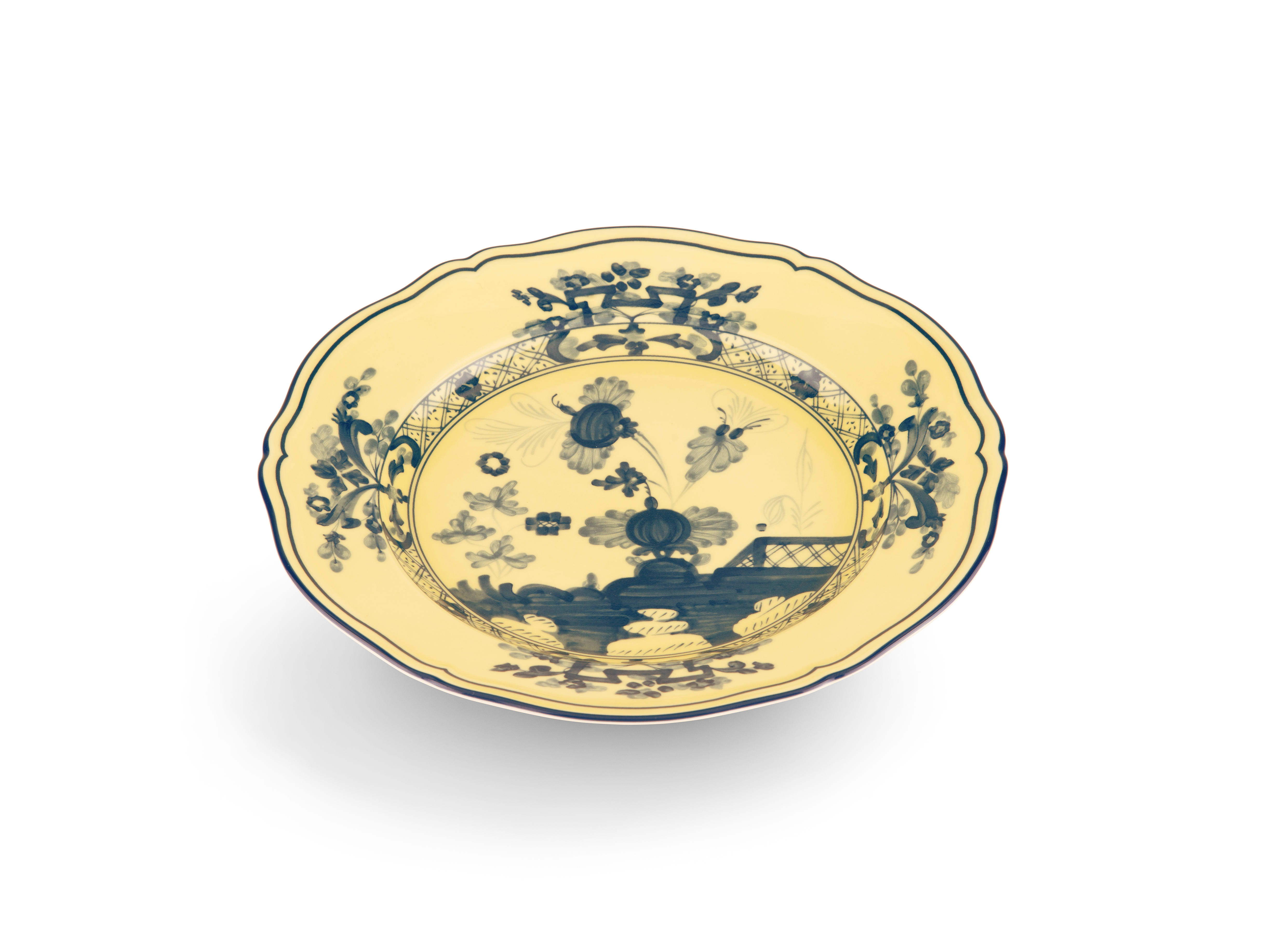 Citrine yellow dessert plate in porcelain | GINORI 1735