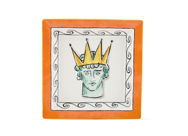 Large square orange change tray in porcelain | GINORI 1735