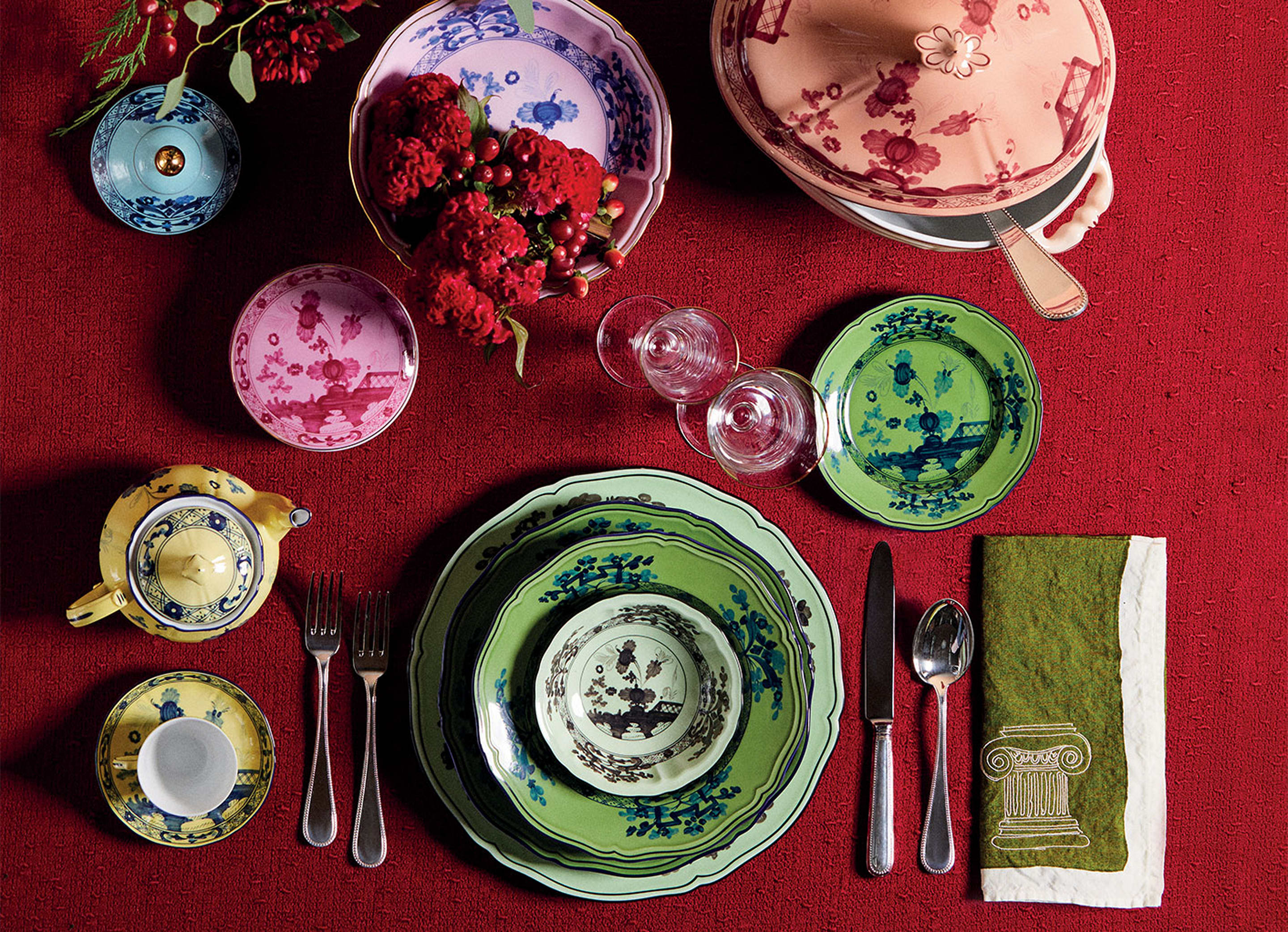 Set Di 4 Piatti Da Dessert In Terracotta Verde, Collezione Geranio Bordallo Pinheiro, Diametro 22 Cm (lavabili In Lavastoviglie)