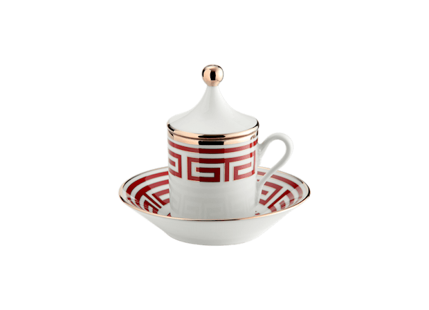Richard Ginori Coffee saucer Labirinto Scarlatto porcelain