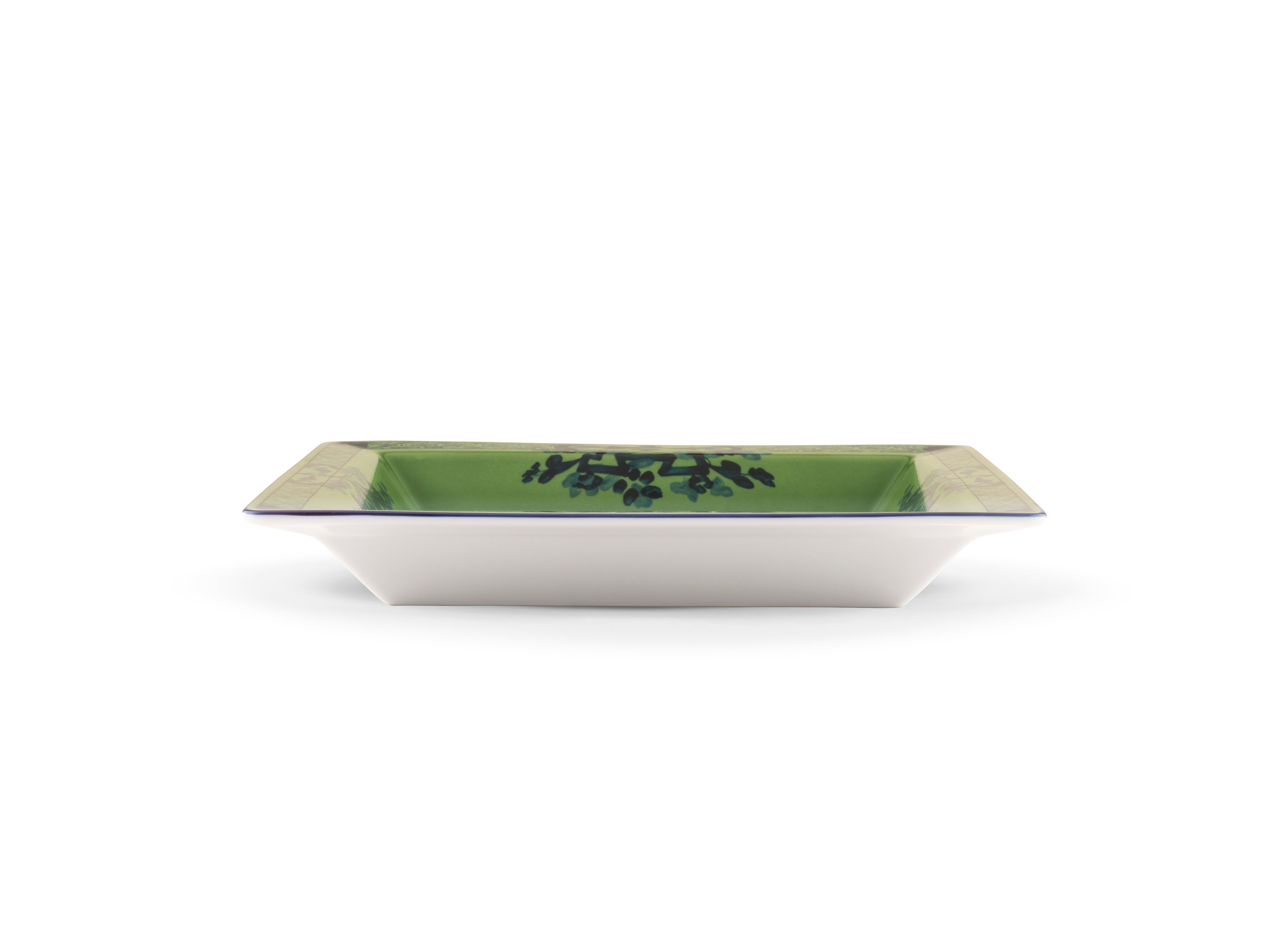Large green square porcelain vide poche | GINORI 1735