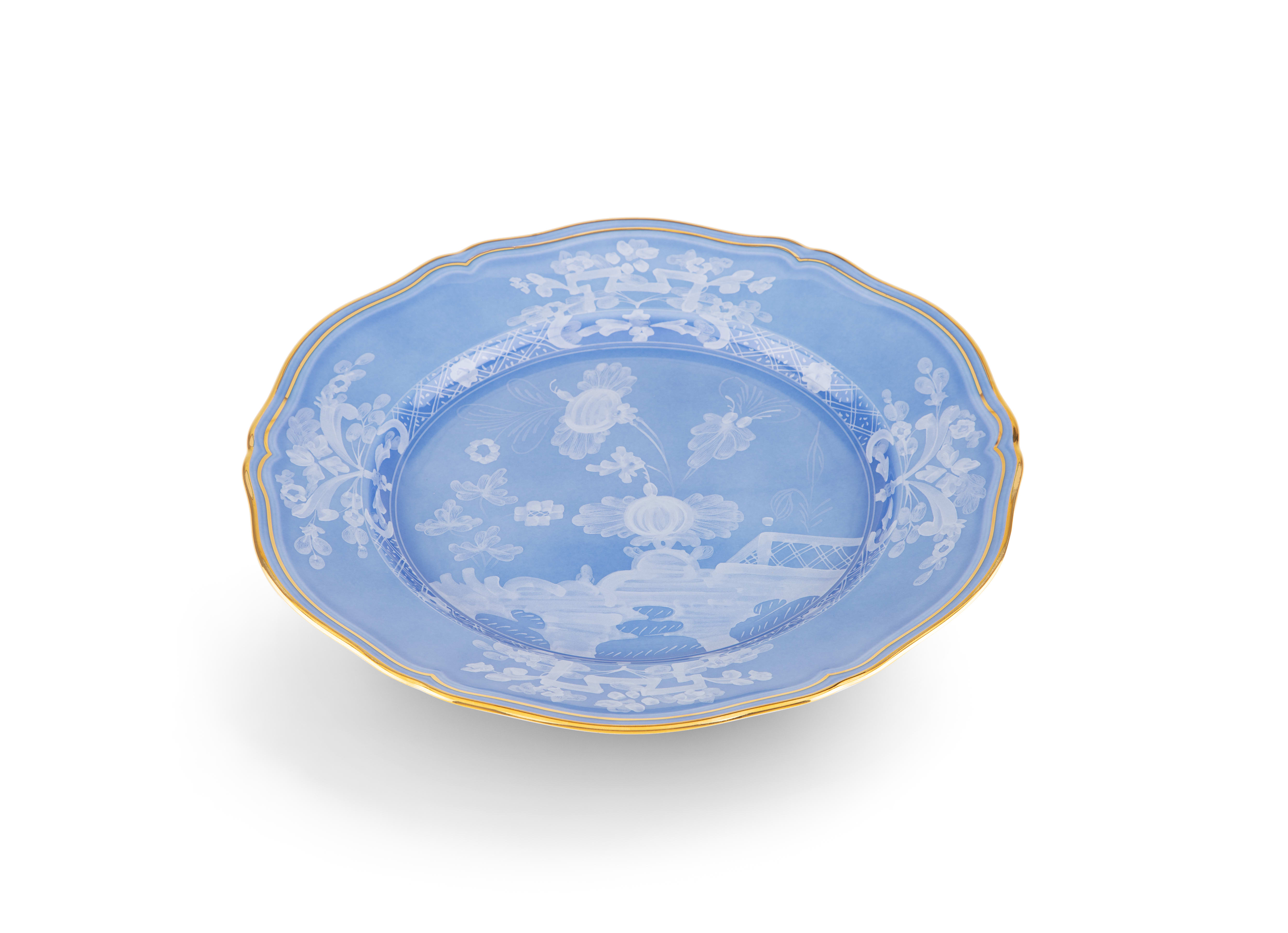 Periwinkle-blue porcelain flat plate | GINORI 1735