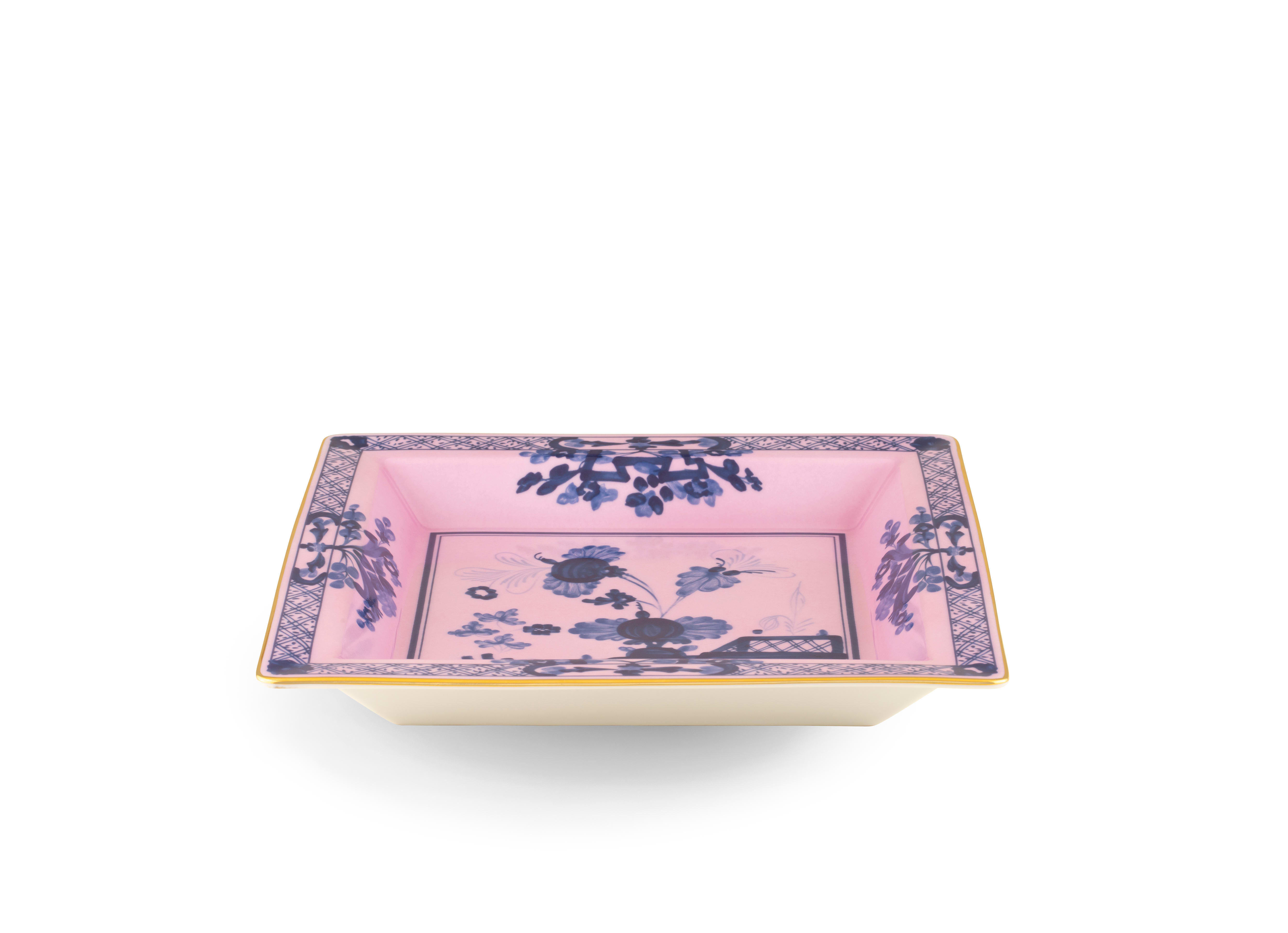 Large pink square porcelain vide poche | GINORI 1735