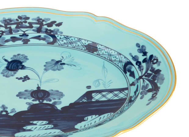 Iris-blue porcelain large oval platter | Ginori1735 | GINORI 1735