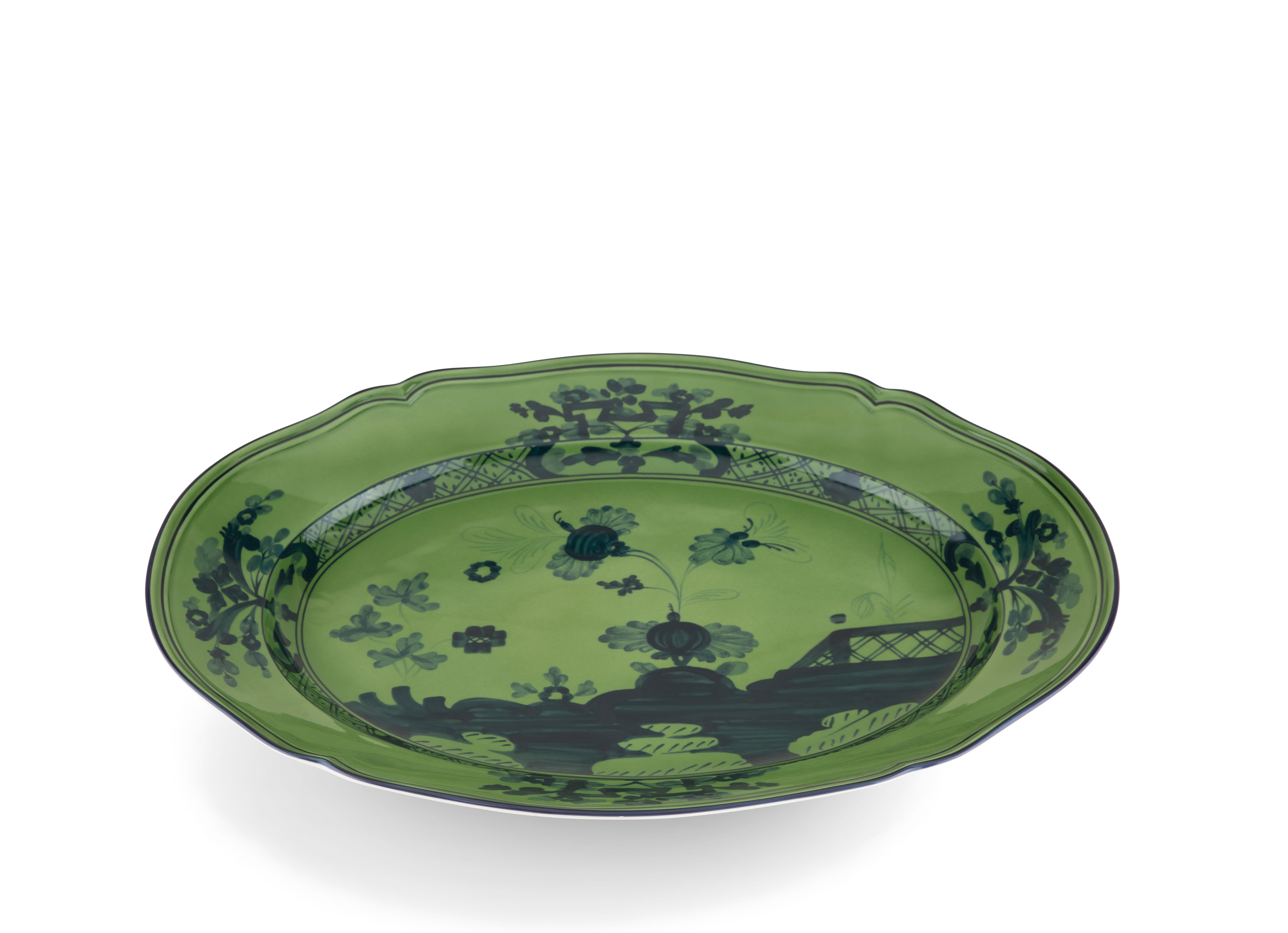 Malachite-green porcelain large oval platter | Ginori1735 | GINORI